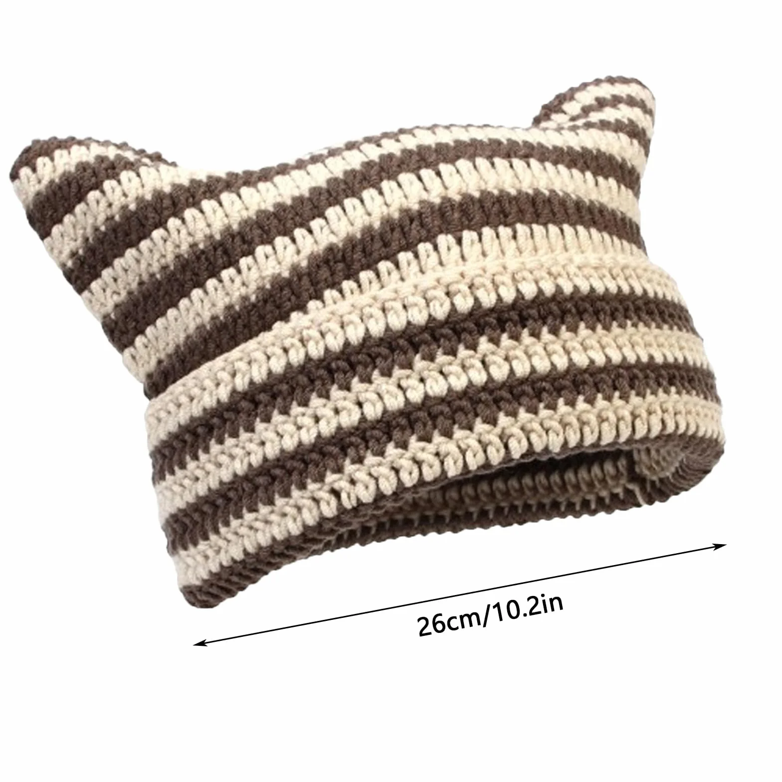 JAWAI Czapka z uszami kota, czapka Y2k Cat Beanie, czapka z uszami kota, czapka z uchem z dzianiny, czapka kota, ciepła i elastyczna zimowa czapka z dzianiny, Beżowy; Curry, 56 cm - 58 cm