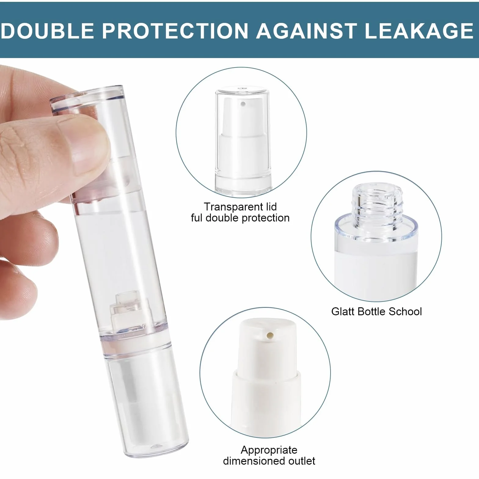 9 szt. Pompa bezpowietrzna 5 ml, 10 ml, 15 ml, bezpowietrzna pompa do przechowywania butelek z kremem, pompa próżniowa podróżna, dozownik kosmetyków do napełniania, do balsamu, szamponu w