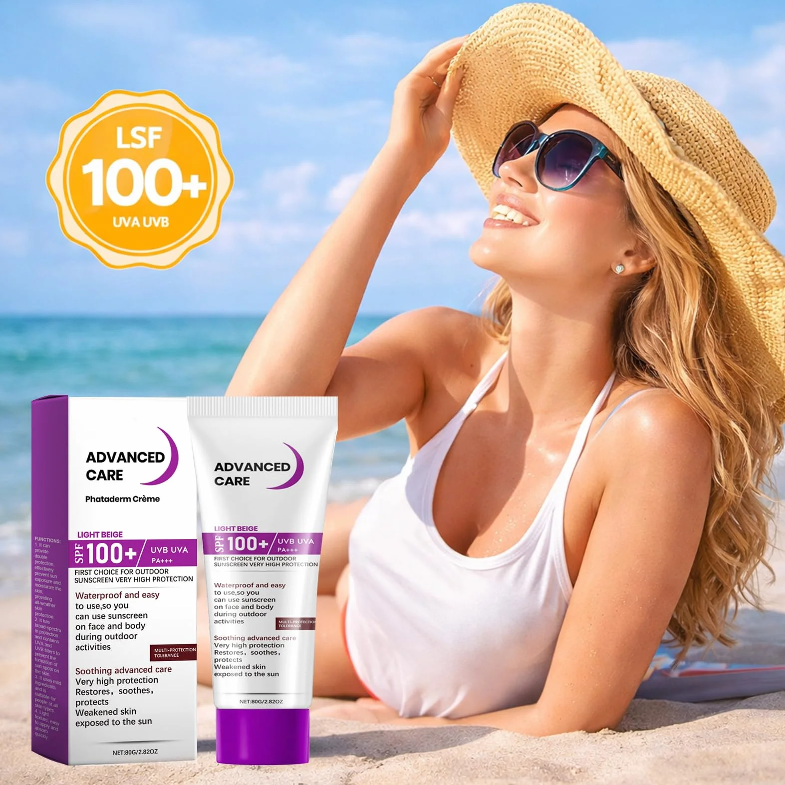 Krem przeciwsłoneczny SPF 100 – SPF 100 – ochrona przed słońcem do ciała i twarzy, silny krem przeciwsłoneczny – ochrona przed starzeniem się, ochrona przed promieniowaniem UV, nie tłuści, nawilżający