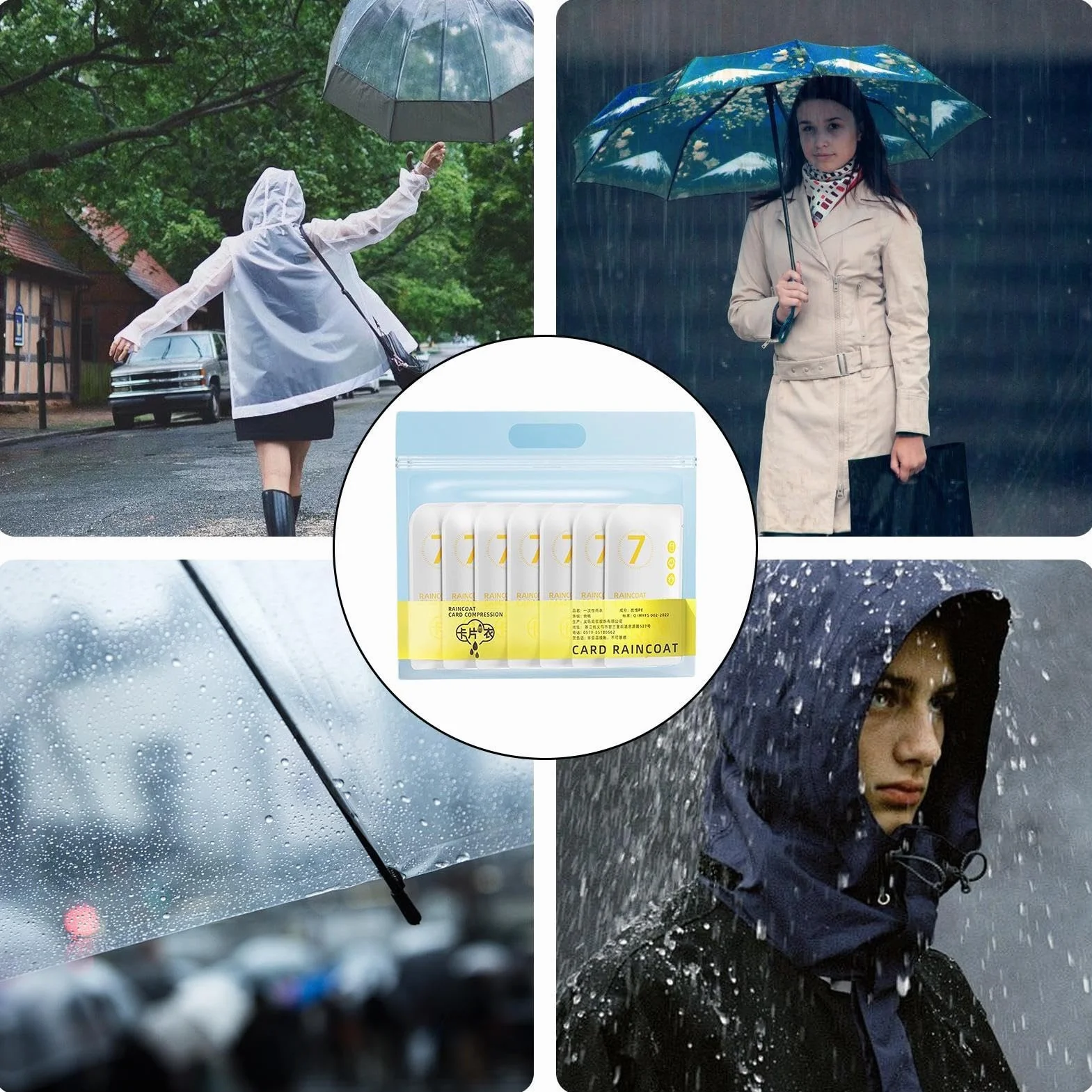 Rain Ponchos for Adults, Portable Concert Ponchos, Packable Rain Poncho, Hiking Coat Jacket, Unisex Hiking Poncho, Hiking Coat with Hood, Packable Rain Poncho with Hood for Adults and Teens