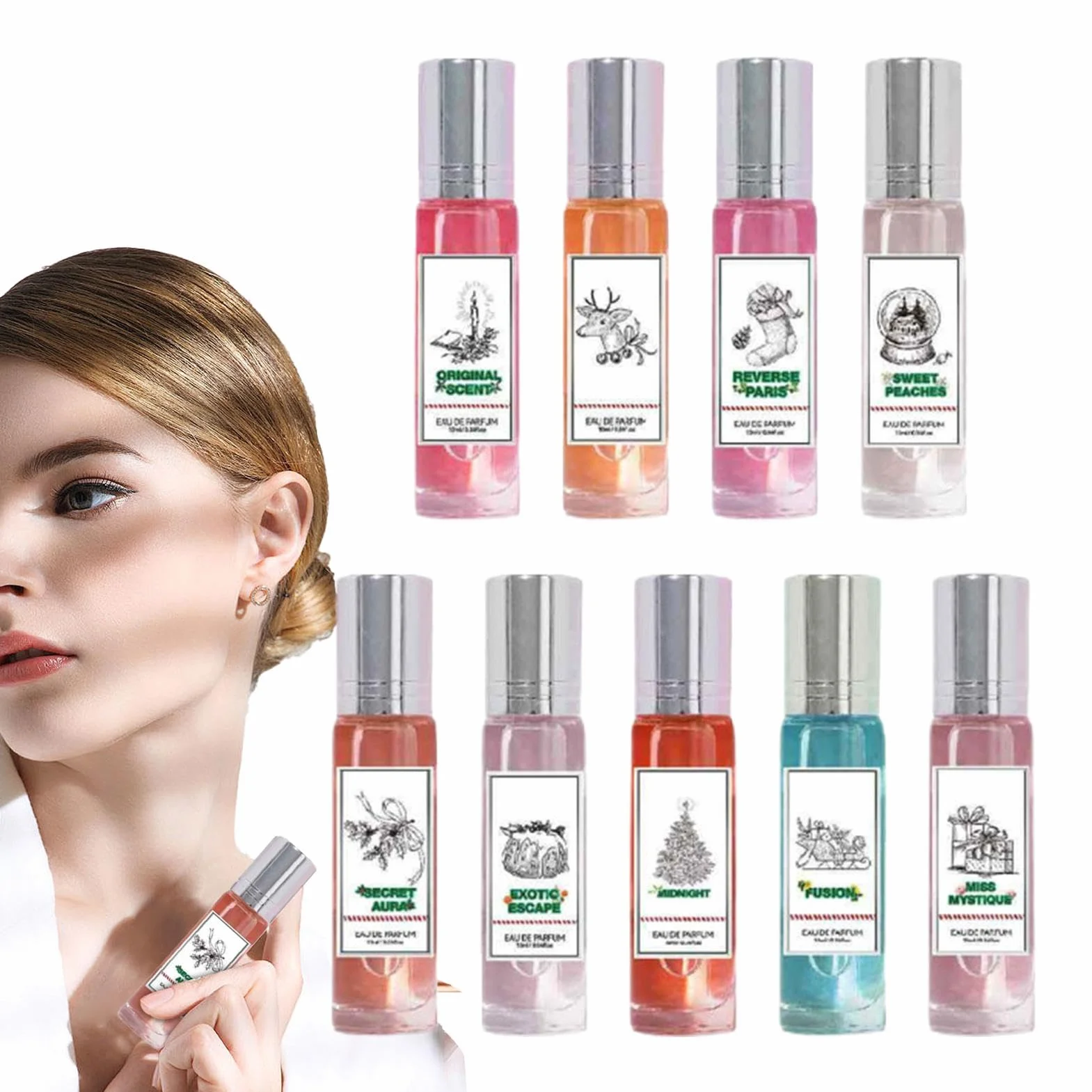 Kalendarz bożonarodzeniowy, zestaw perfum, kalendarz adwentowy, 9 dni, perfumy, zestaw zapachów dla kobiet, odliczanie dla kobiet, miękki i lekki zapach, 10 ml, dla dziewcząt i kobiet