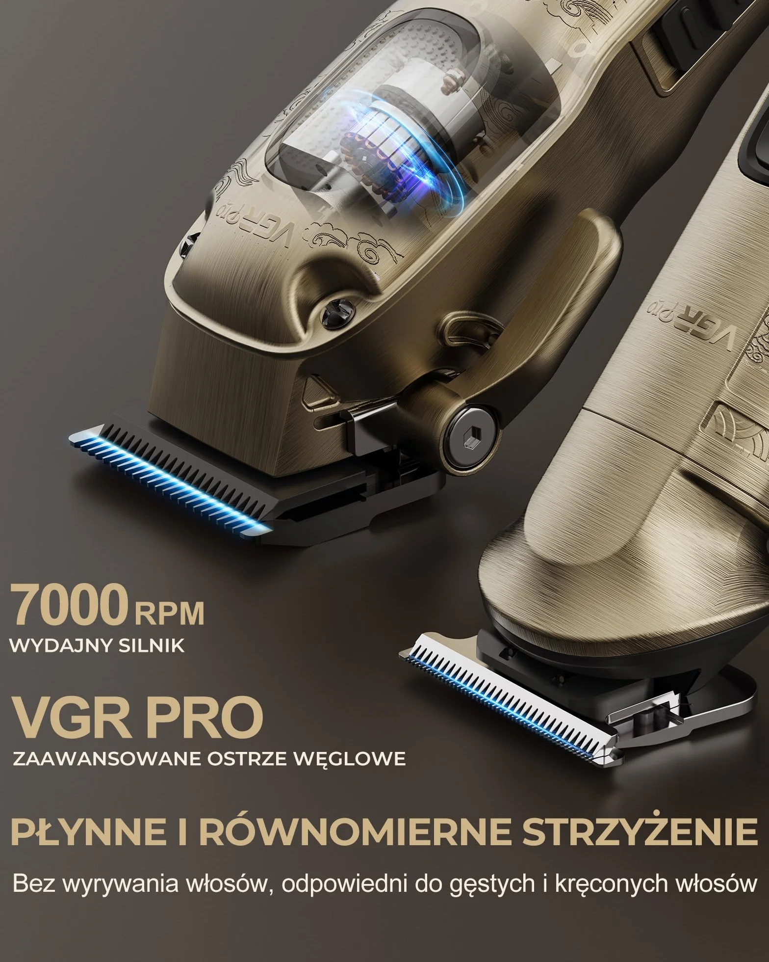 VGRPRO Maszynka do strzyżenia włosów dla mężczyzn profesjonalny, bezprzewodowa maszynka elektryczna do włosów męska z ostrzem w kształcie litery T,zestaw maszynka i trymer do włosów (Złoty)