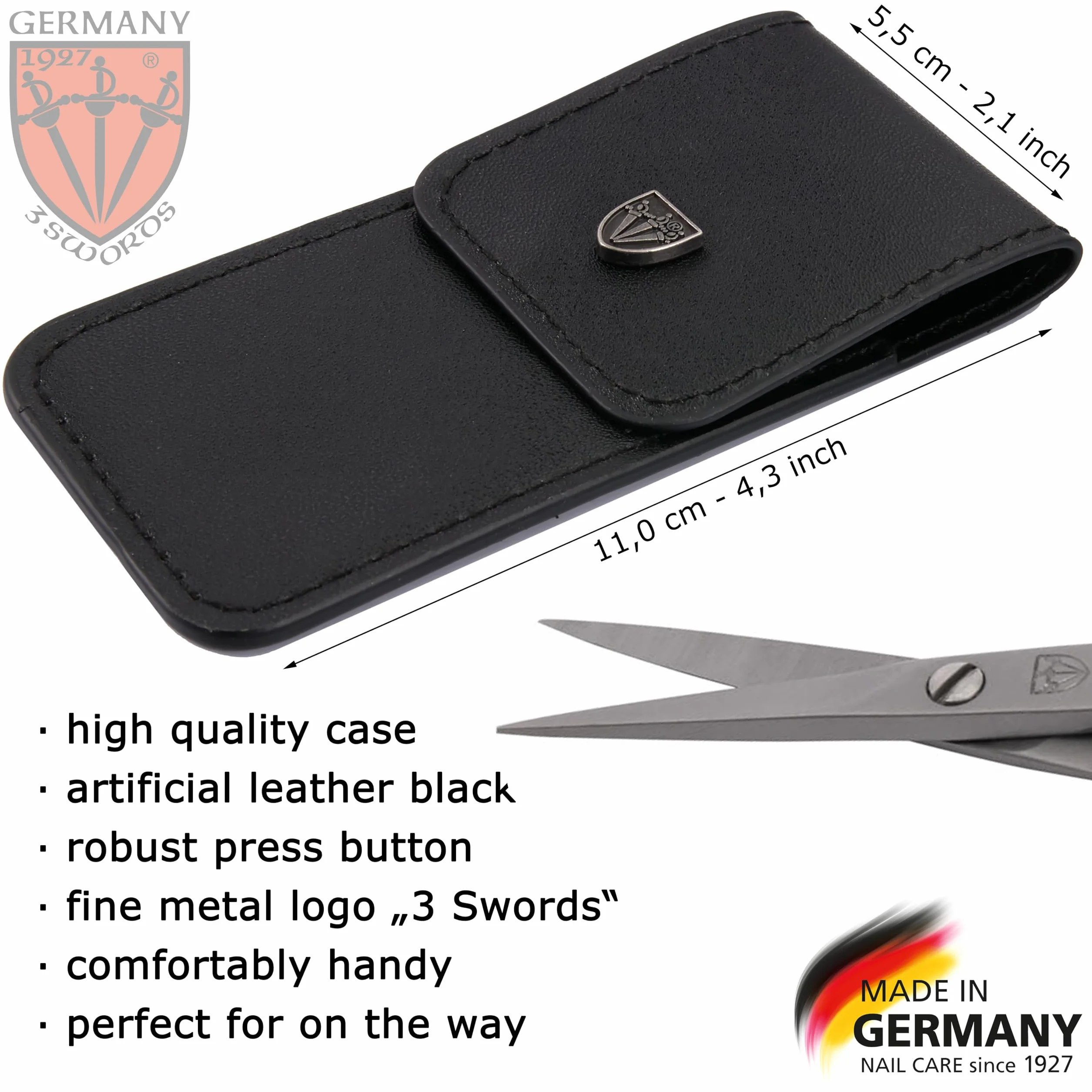 Tres Espadas - Nożyczki do manicure prostego naskórka, stal nierdzewna - Made in Germany