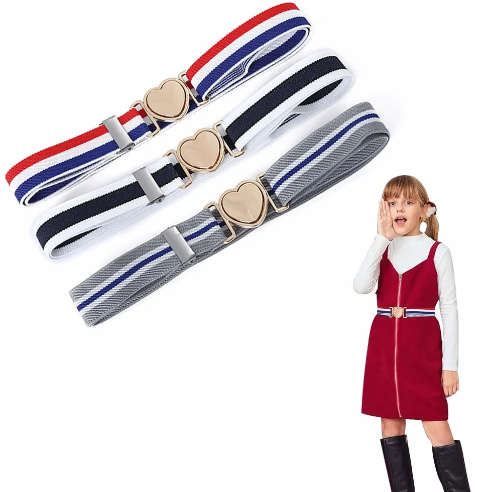 Elastyczny pasek dla dziewcząt, 3 sztuki, pasek dziecięcy, elastyczny pasek, regulowany do sukienek, spodni, dżinsów