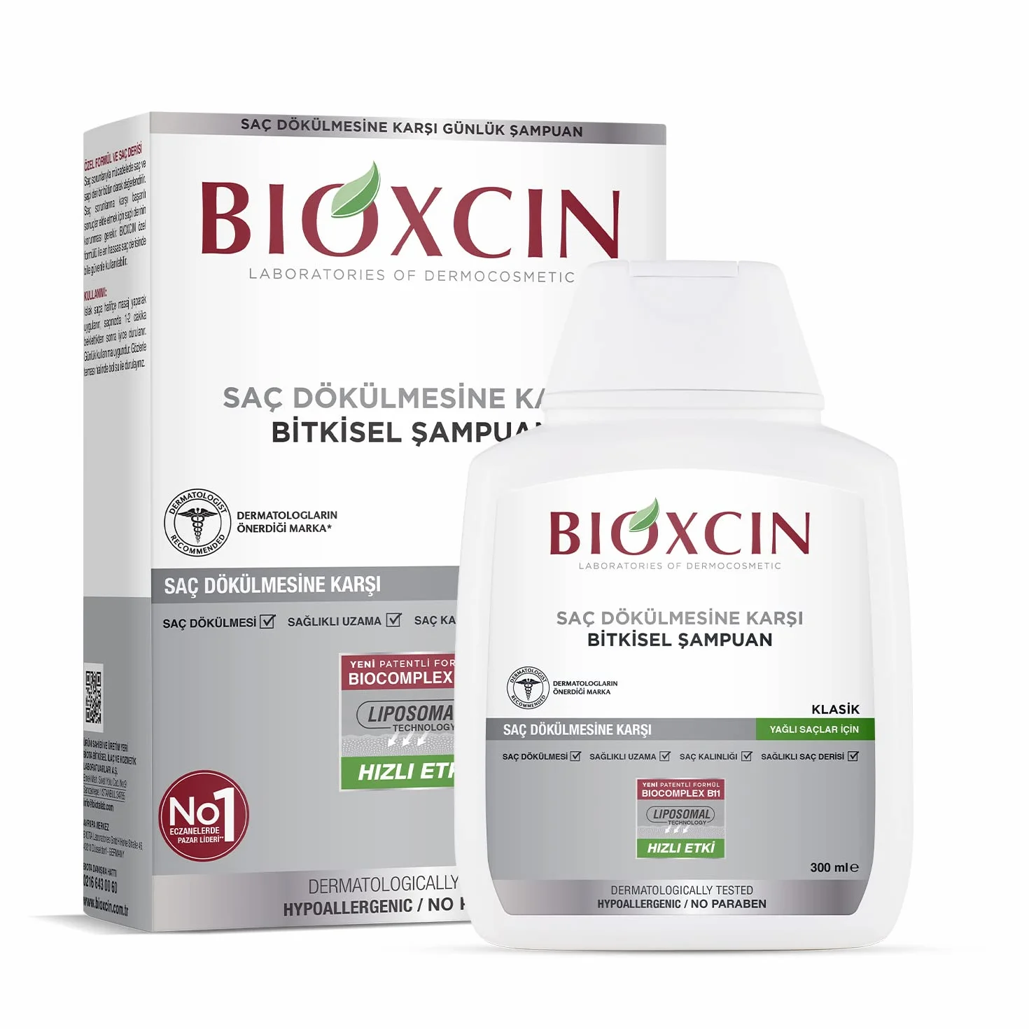 Bioxcin Szampon przeciw wypadaniu włosów przetłuszczających się (300 ml) – roślinny szampon przeciwzmarszczkowy z BIOCOMPLEX B11 i liposomami dla gęstszych włosów i mniejszego wypadania włosów