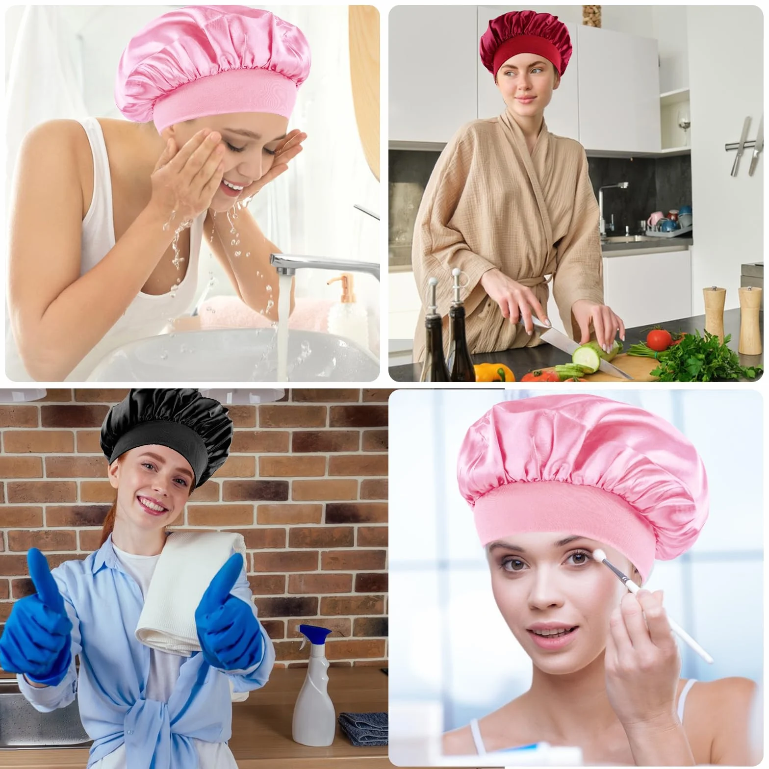 Jedwabny czepek do spania, jedwabny czepek do spania, jedwabny czepek satynowy Bonnet, czepek do spania, czepek do spania Bonnet jedwabny satynowy czepek do włosów na noc