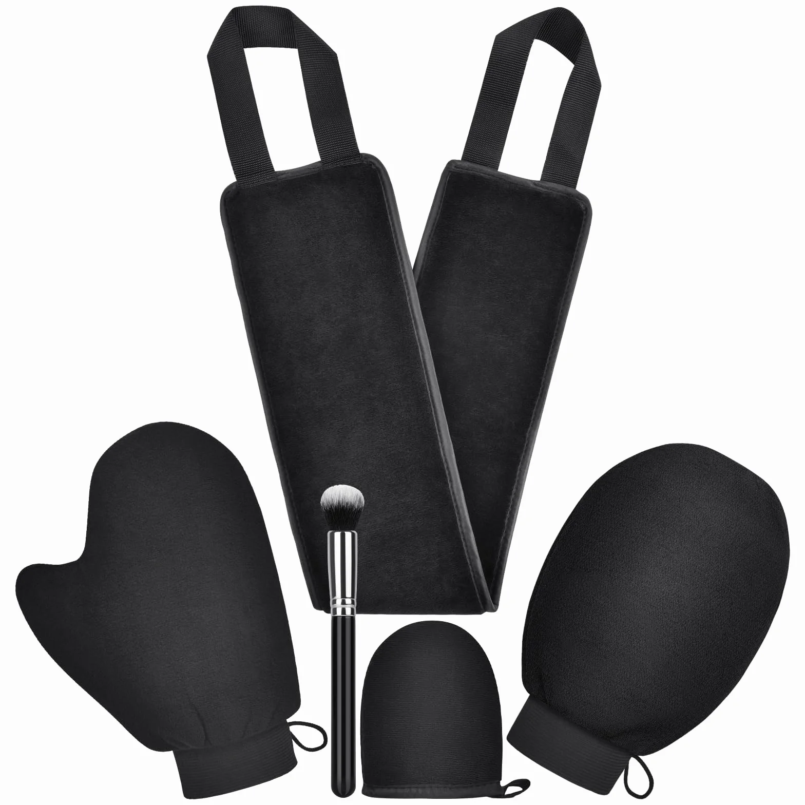 LOPHE Aplikator samoopalający, 5-częściowy czarny aplikator balsamu do pleców, aplikator Sunless Tanning Mitt aplikator balsam do opalania, opalarka strumieniowa