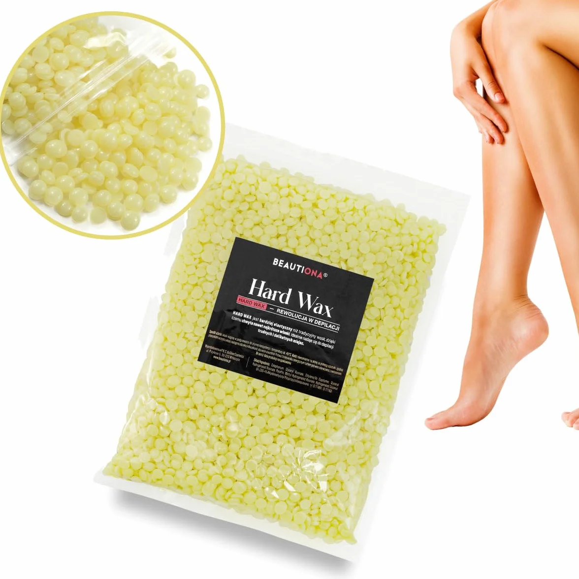 Naturalny wosk twardy w kroplach do depilacji, depilacja bez pasków na twarz, brwi, ramiona, nogi, strefę bikini, depilacja dla wszystkich typów skóry (1 000 g, wosk miodowy)