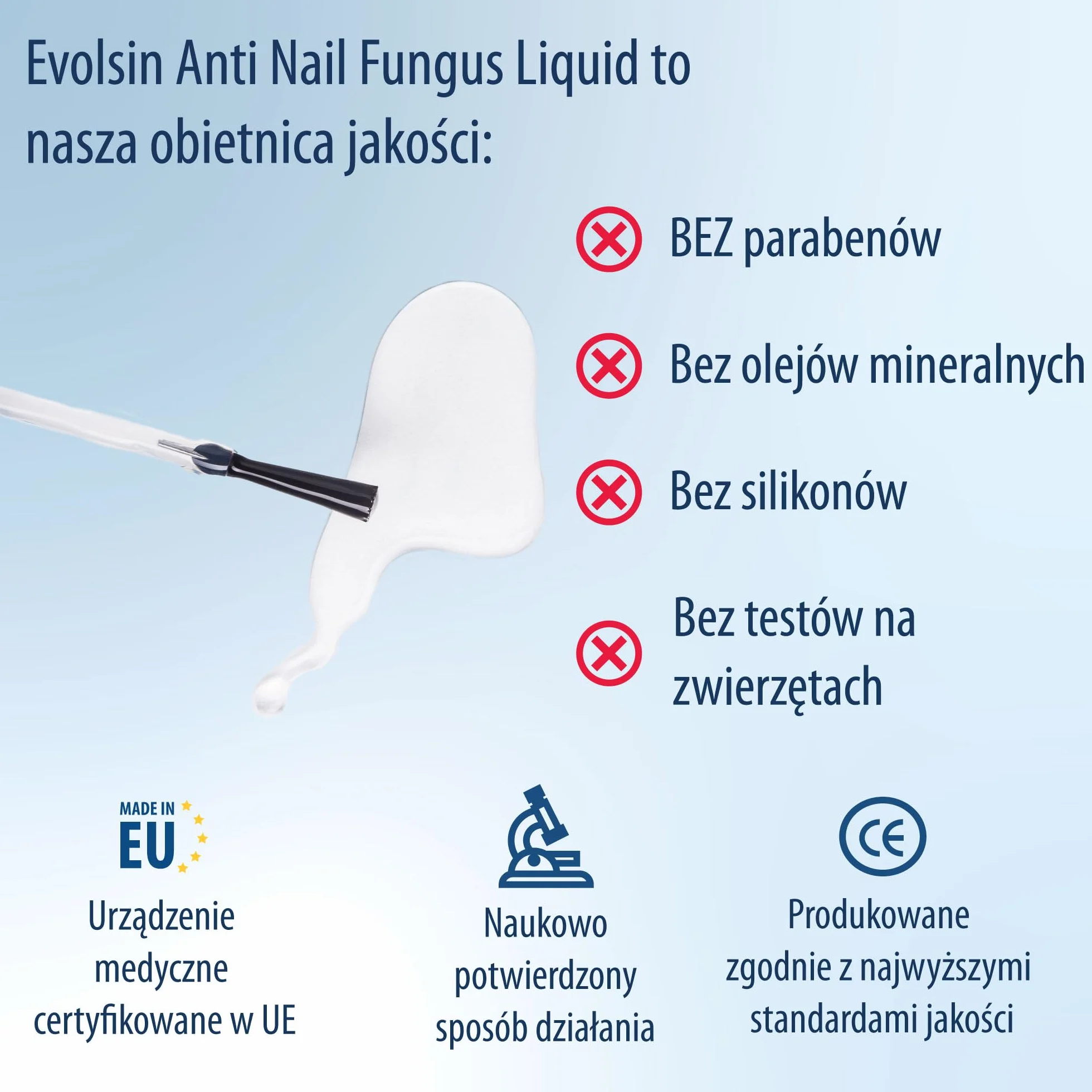 Evolsin® Płyn na grzybicę paznokci I Skuteczność potwierdzona naukowo I Odpowiedni dla diabetyków I Wyrób medyczny I Lakier przeciwgrzybiczy do paznokci stóp i dłoni I Utwardzacz do paznokci