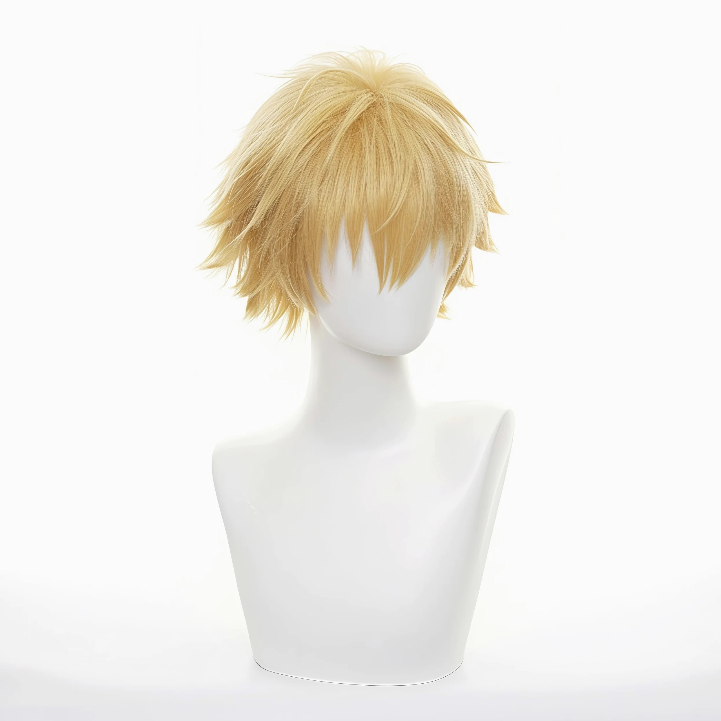 Krótkie złote sztuczne włosy Anime Cosplay peruka