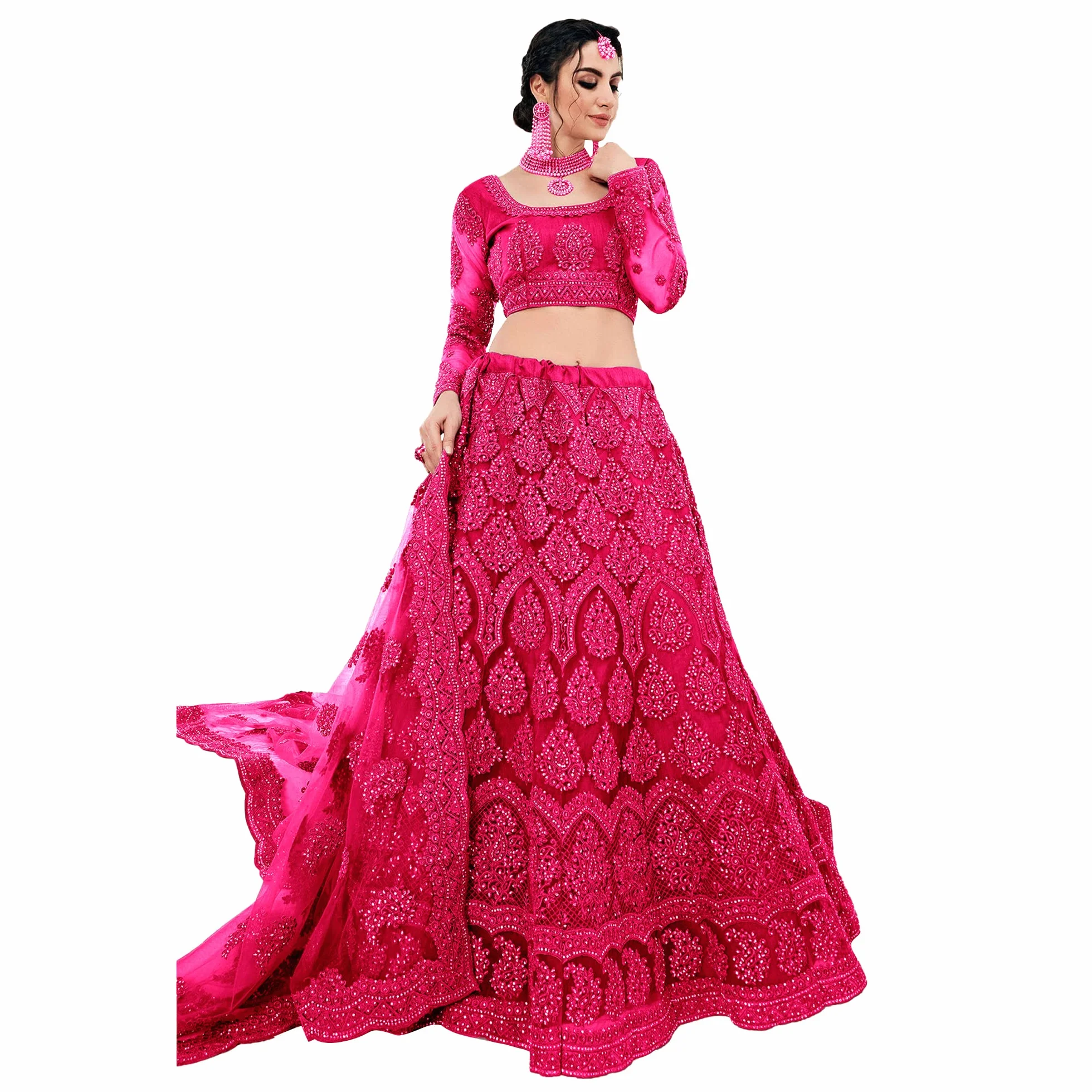 PATLANI Letest Design łańcuszek z haftem z kamienia praca kobieta s Flered Lehenga choli.(częściowo szyty)