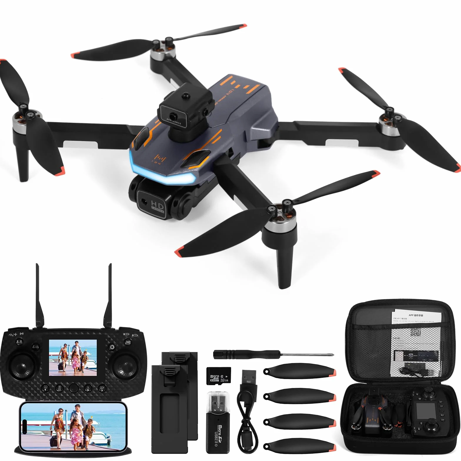 Drone z kamerą 4K EIS, 62 minuty lotu, poniżej 249 g, transmisja FPV 4KM, maks. 16 m/s, Follow-Me/Return, Quadrocopter RC dla początkujących i dorosłych