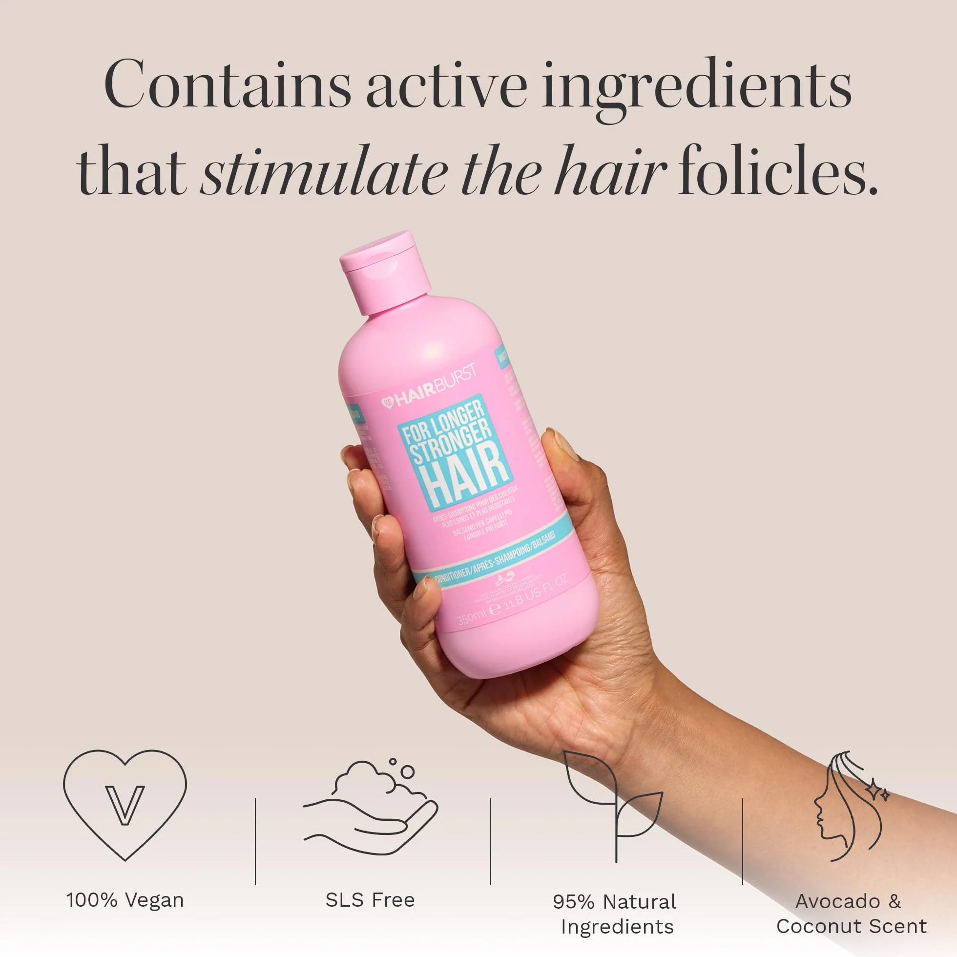 HAIR BURST For Longer Stronger Hair Awokado & Coconut Conut Conditioner 350 ml