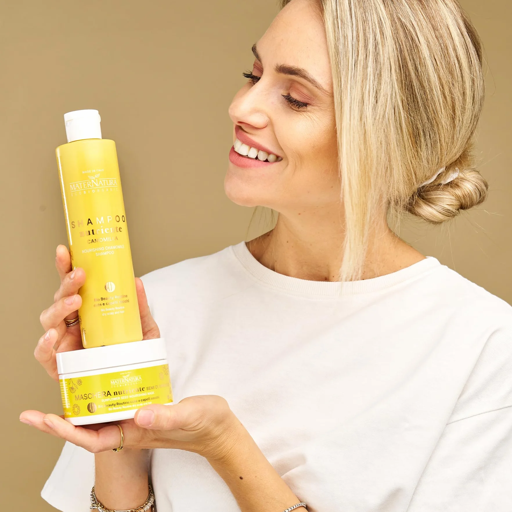 Maternatura, Szampon do włosów suchych z rumiankiem, wzbogacona formuła z odżywką i nawilżającą, Bio Beauty Routine Cute i suche włosy, wyprodukowane we Włoszech - 250 ml