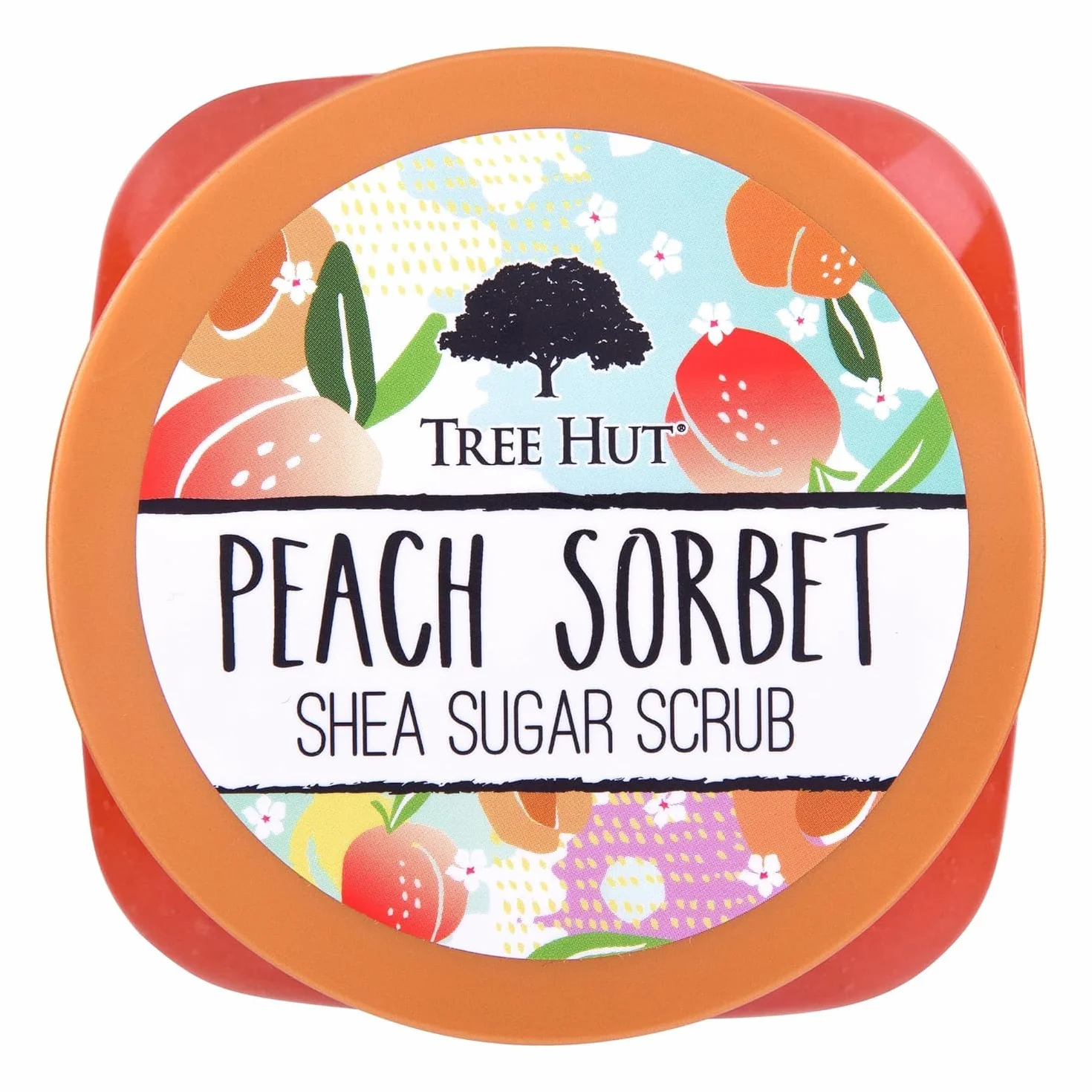 Tree Hut Peach Sorbet Shea Sugar Scrub, 18 uncji, Ultra nawilżający i złuszczający peeling do pielęgnacji niezbędnej pielęgnacji ciała