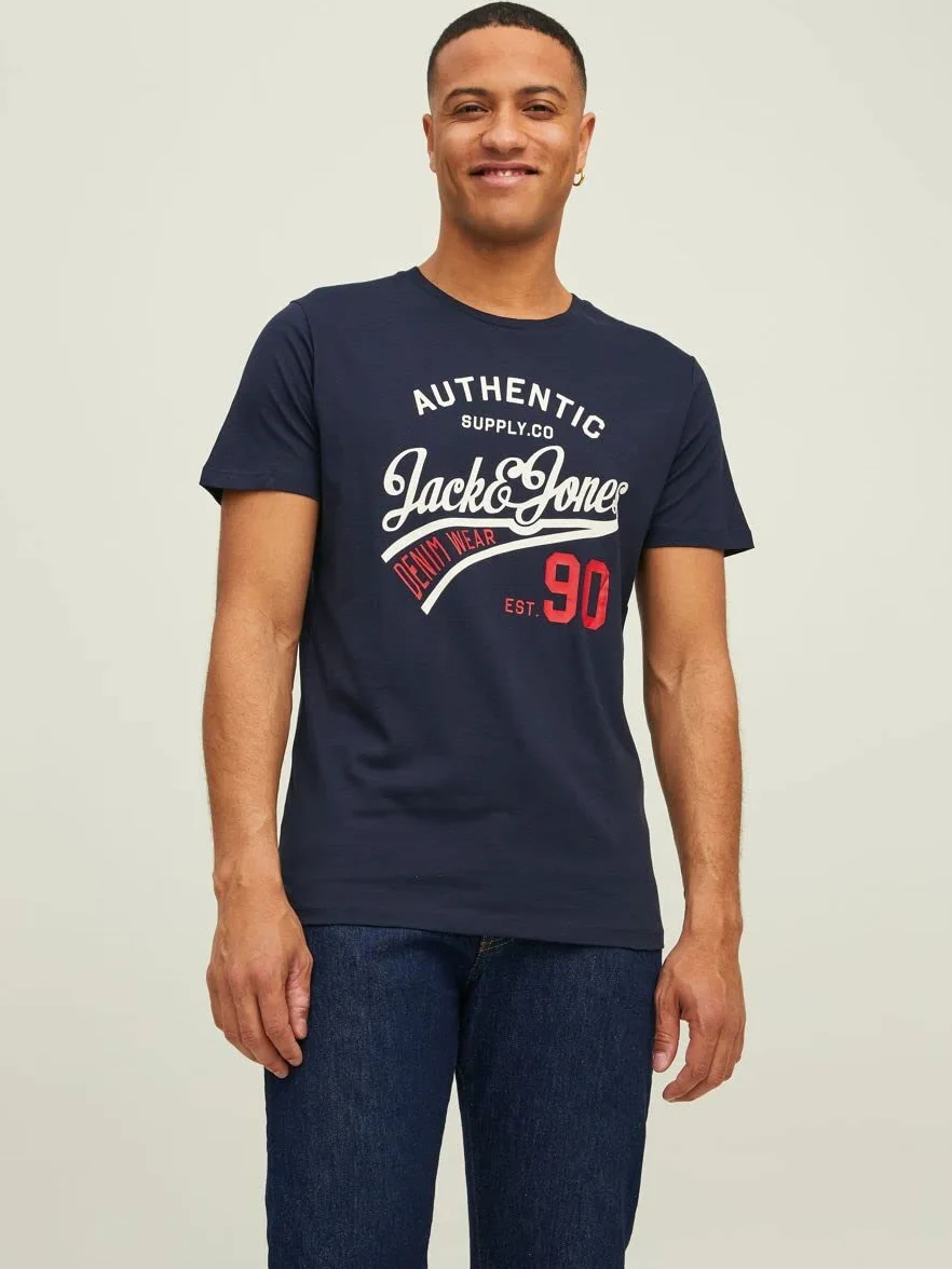 Jack & Jones Mężczyźni Jjethan Tee Ss Crew Neck 3Pk Mp Noos Koszulka, Czarny/Biały/Granatowy, XL
