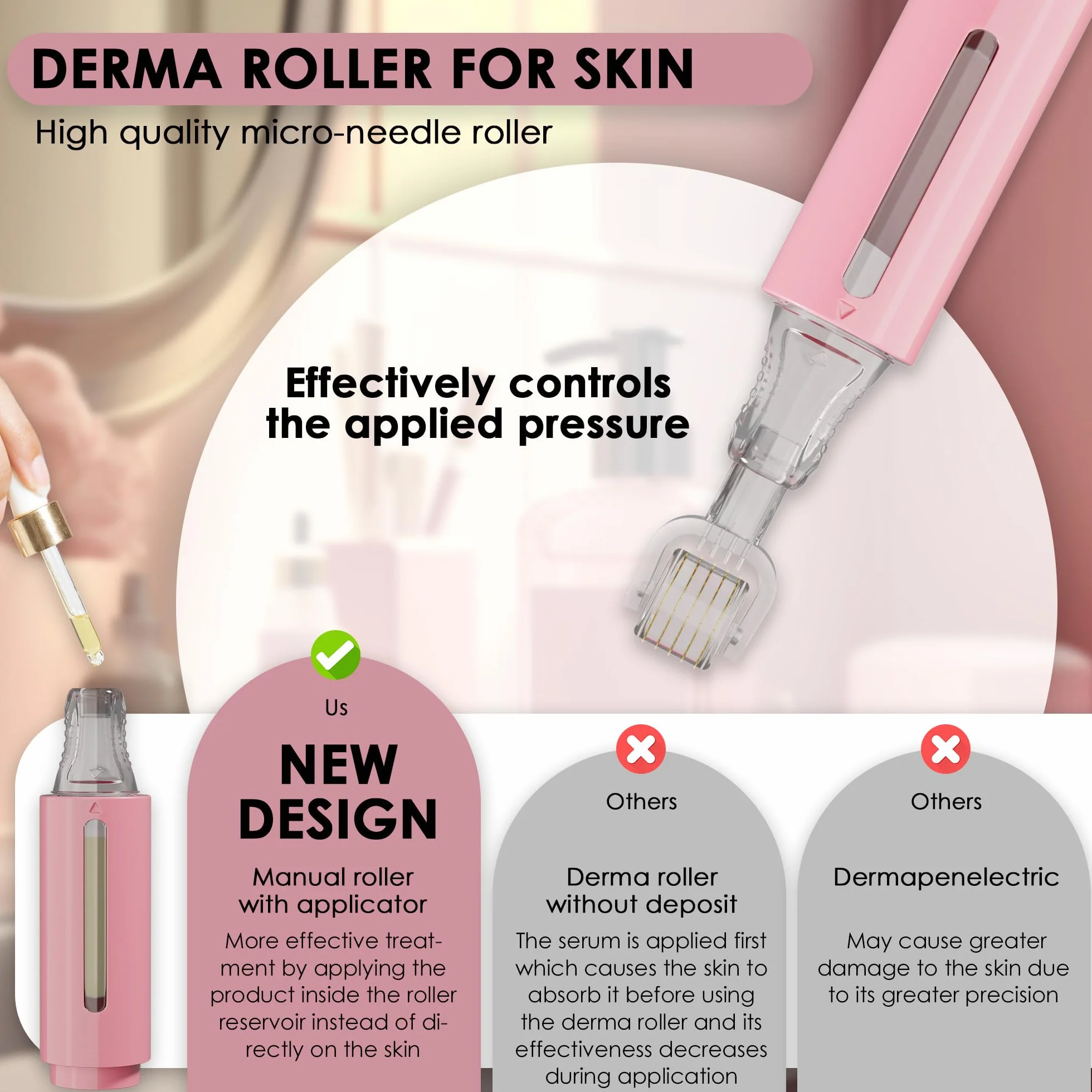 HAMINOS Derma roller 0,5 mm 105 igieł tytanowych z pojemnikiem