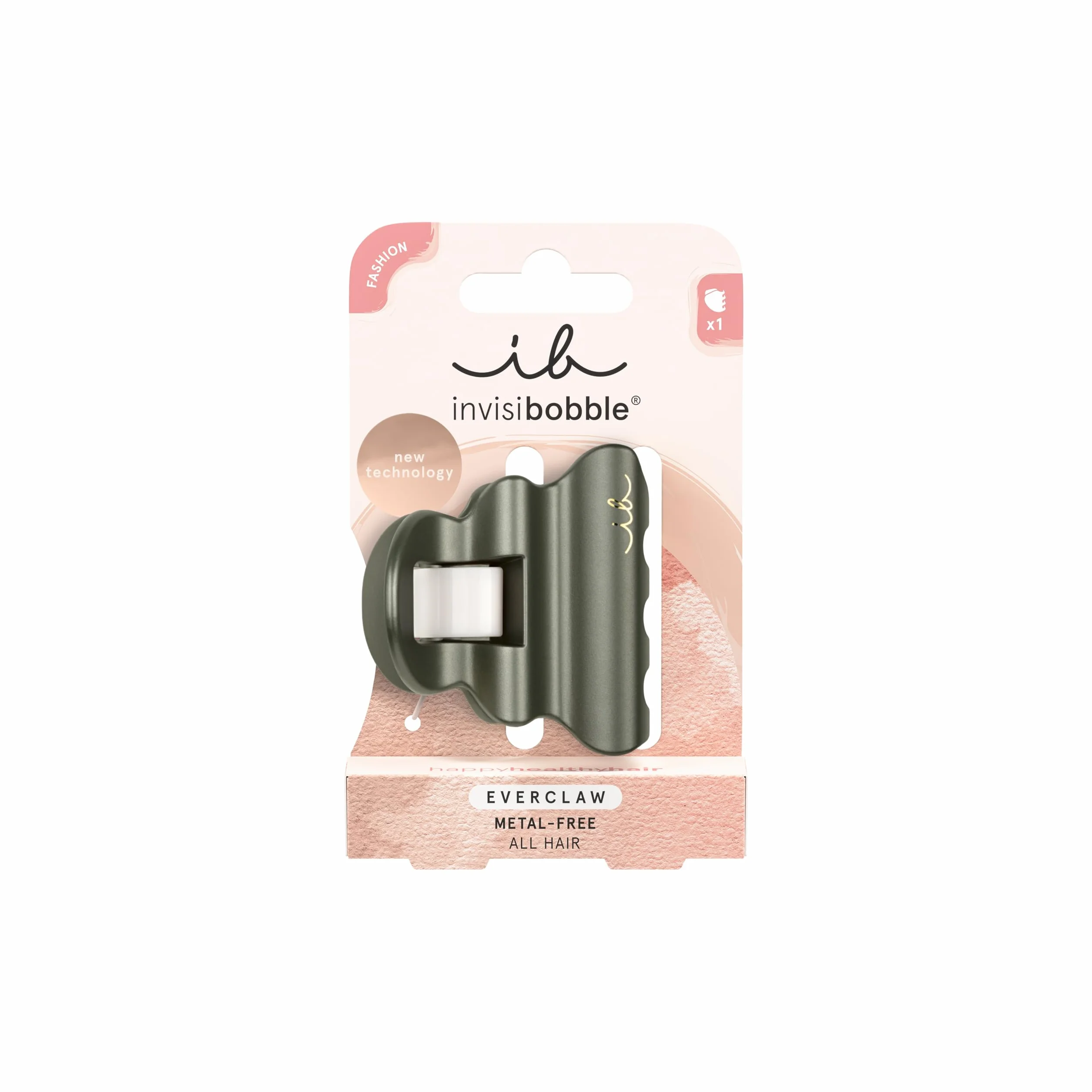 invisibobble spinka do włosów dla kobiet zielona – spinka do włosów średniej wielkości, bez metalu, ekologiczna – Everclaw Piny Plateau Tannengrün – Hair Claw Dutt, wysoko upięta fryzura, delikatna