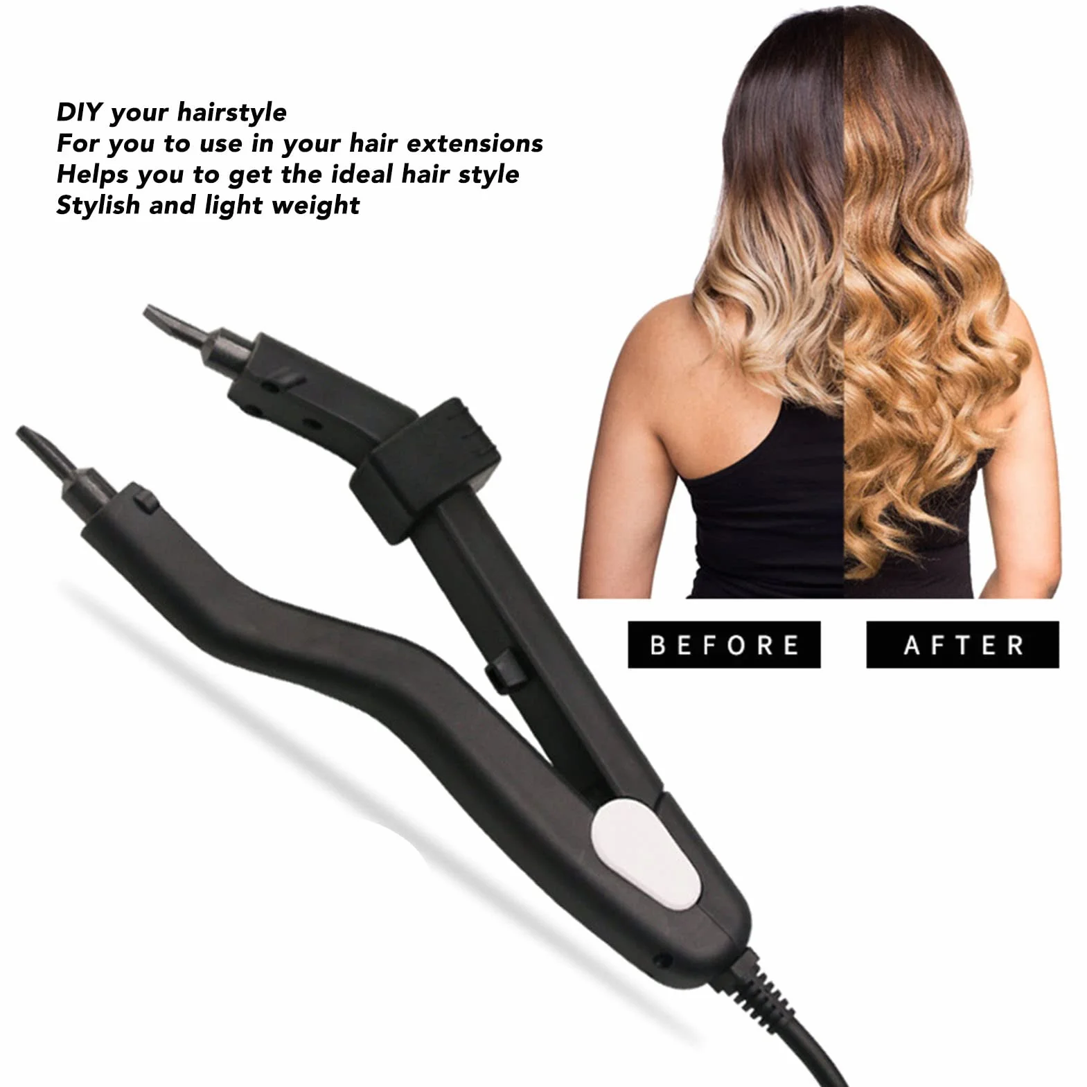 Narzędzie do Przedłużania Włosów, Maszyna do Topienia Kleju Keratynowego Profesjonalne Złącze żelazka Termojądrowego do Przedłużania Włosów (Wtyczka UE)