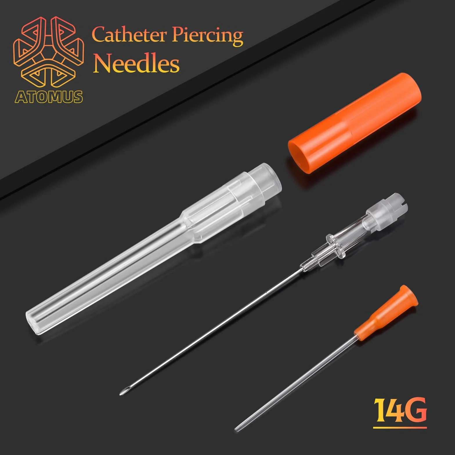 Igły do piercingu katetru ATOMUS - 10szt 14G Puste igły do nosa usznego, piercingu brzucha ze stali nierdzewnej Indywidualnie zapakowane narzędzie do piercingu ciała