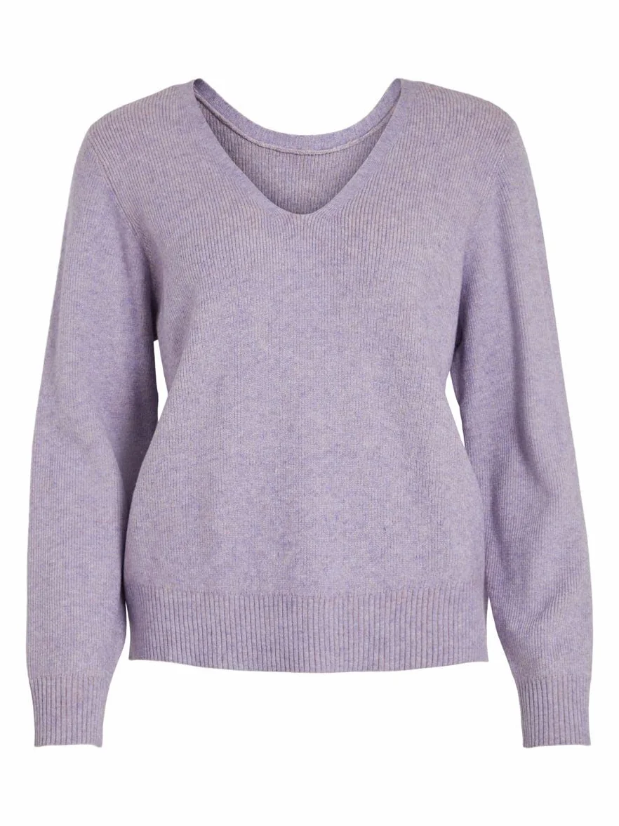 Vila sweter dzianinowy Kobiety Viril Multi V-neck L/S Knit Top - Noos