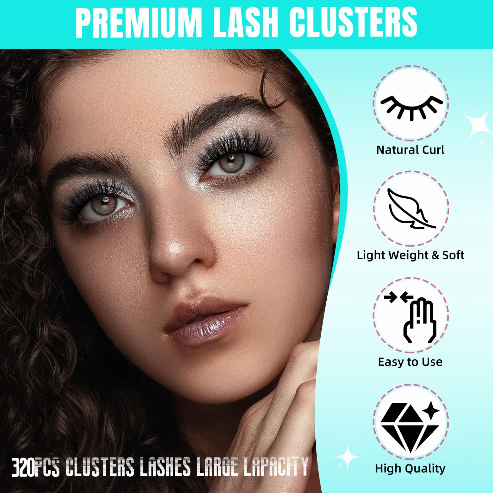 320 szt. przedłużek do rzęs, 320 sztuk, "zrób to sam", Cluster Lashes 40D, indywidualne rzęsy, 5-sekundowe rzęsy w domu (40D, 9-16 miks)