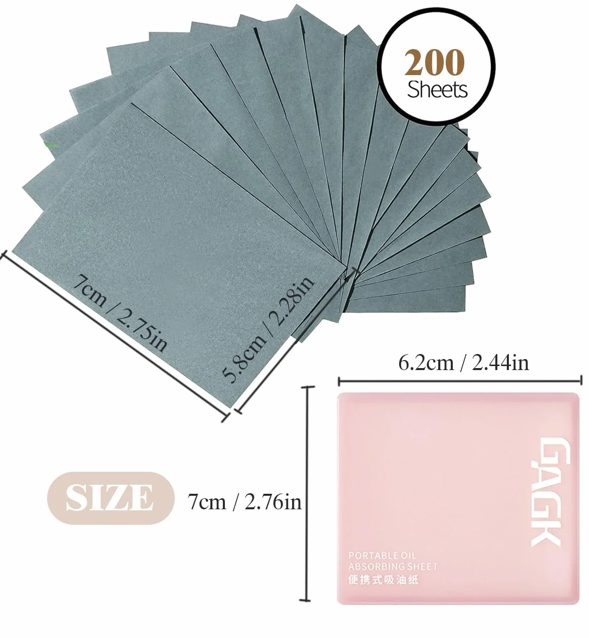 papier do blottingu, 200 sztuk pudrowego papieru do pielęgnacji twarzy, z obudową lustrzaną i samoprzylepnym pudrem, dla kobiet i mężczyzn, różowe