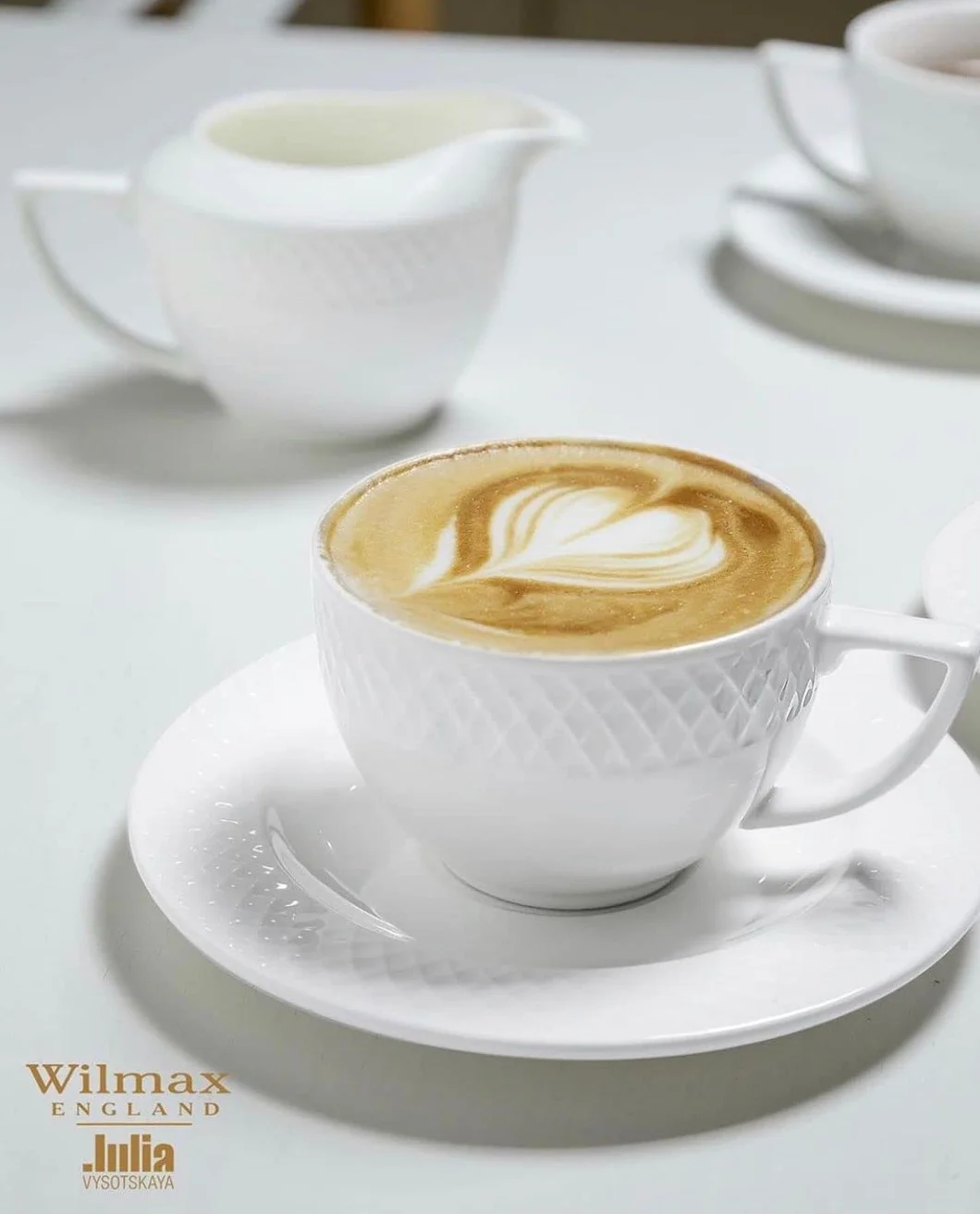 Wilmax | zestaw filiżanek do cappuccino | filiżanki ze spodkami 6 sztuk | serwis do kawy i herbaty | filiżanki do kawy | do herbaty | na desery | zestaw upominkowy | kolor biały | 170 ml