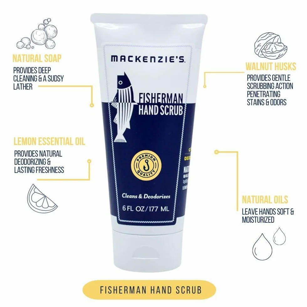 MacKenzie's Fisherman Hand Scrub 6oz - środek do czyszczenia rąk i odświeżacz powietrza - prezenty dla wędkarzy, kucharzy i ogrodników