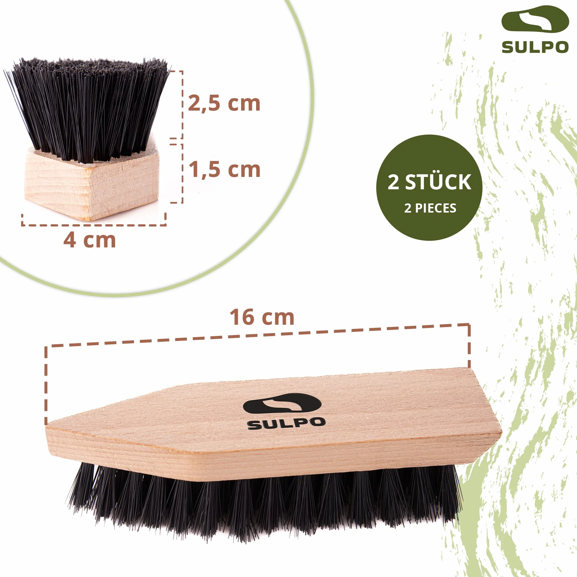 SULPO Szczotka do Brudu - Szczotka do Butów Skórzana 2sztuki