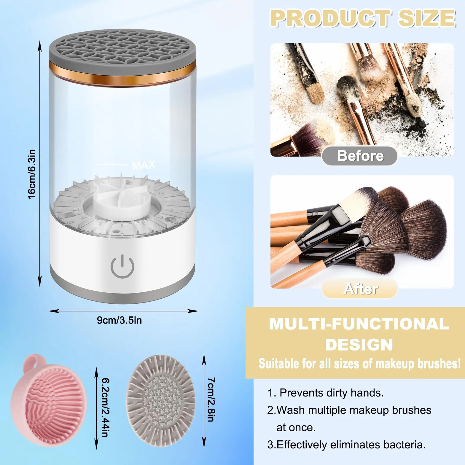 Elektryczny środek do czyszczenia pędzli do makijażu Make Up Brush Cleaner USB ładowalny stacja automatyczny