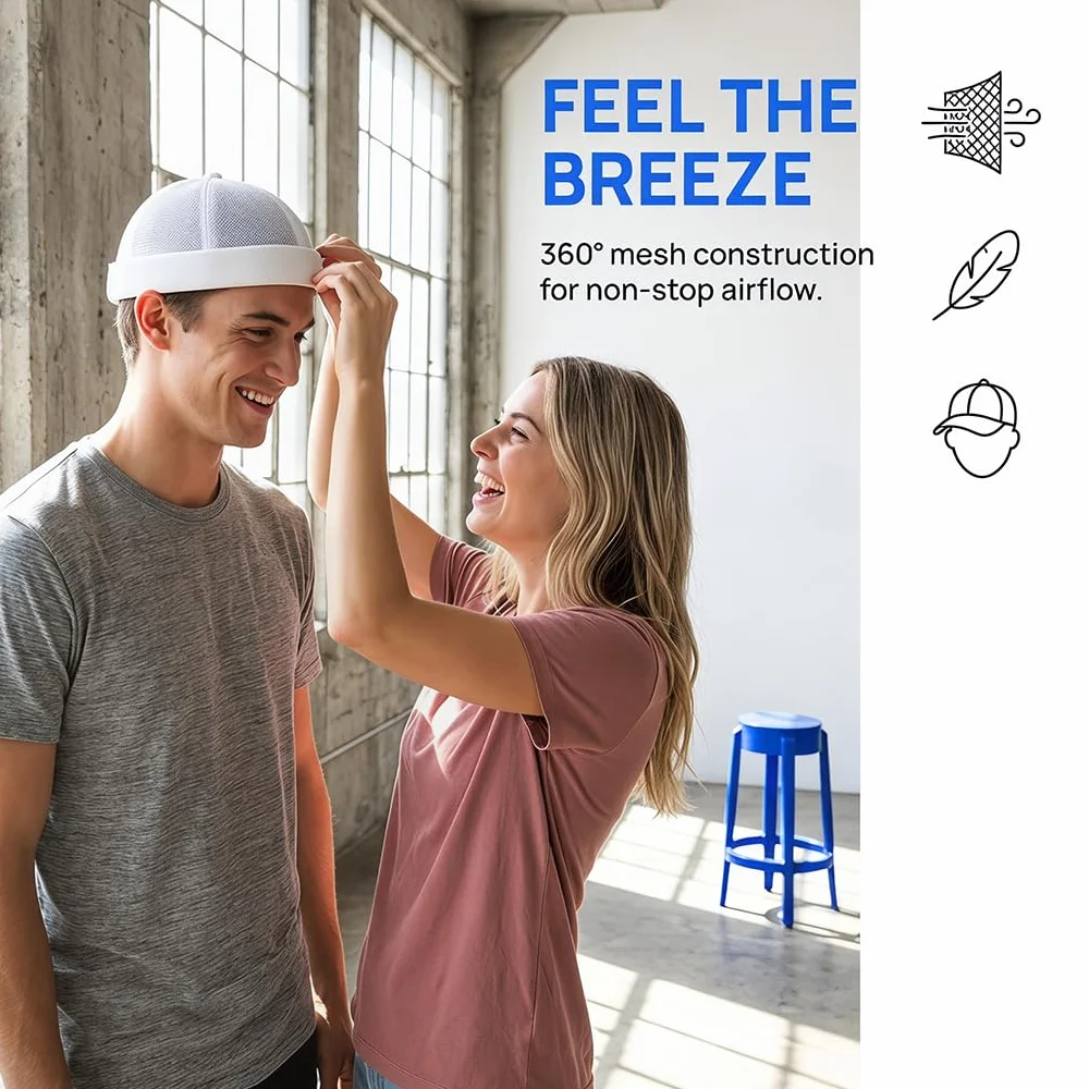 YAMEE Letnia czapka unisex z siatki Docker bez rondla, klasyczna regulowana marynarz męska czapka rybacka mężczyzna Docker, casualowa letnia czapka dla mężczyzn i kobiet (56-60 cm)