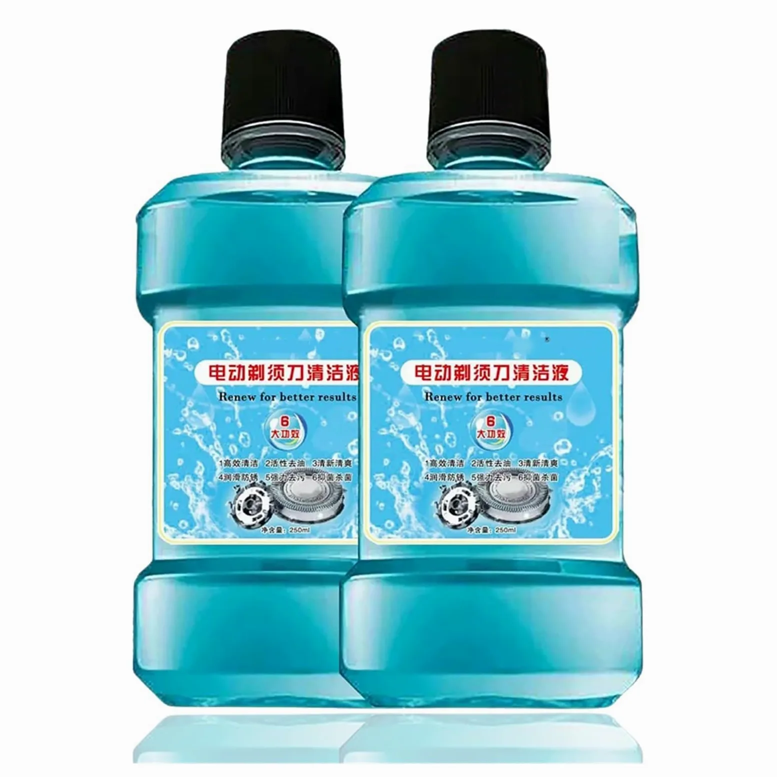 Płyn do czyszczenia golarki elektrycznej 250 ml kompatybilny z Philips HQ200 JC301 JC302 Braun CCR4 Change Cleaner 2 butelki