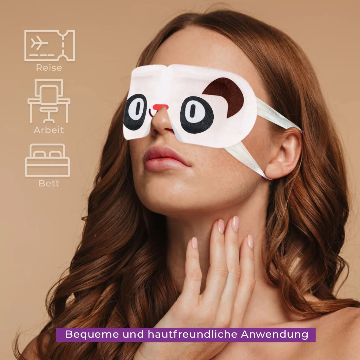Chillife 6 maseczek na oczy o zapachu lawendy I rozgrzewająca maska na oczy do relaksu, spa, wellness, pomaga przy suchych, opuchniętych oczach i ciemnościach, maska na oczy ze wzorem panda