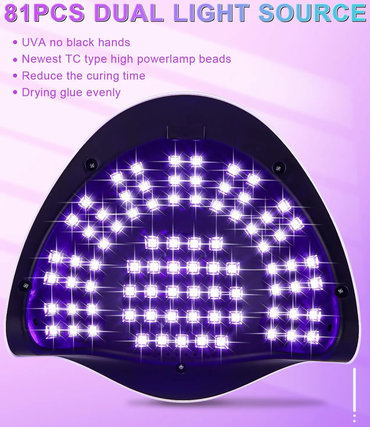 Lampa UV LED do paznokci 380W, profesjonalna automatyczna suszarka, szybkoschnąca, 81 lampa LED, duży ekran LCD, 4 timery 10s/30s/60s/99s