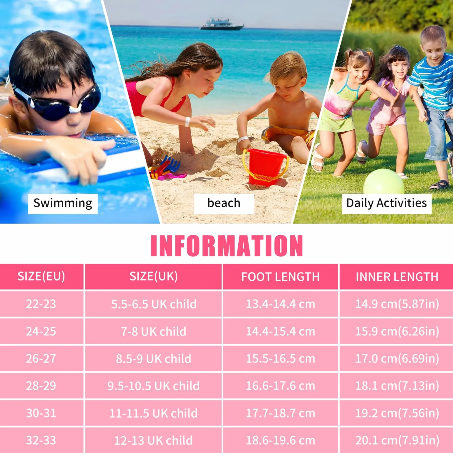 Decorie buty do wody dla dzieci – buty plażowe antypoślizgowe – buty na basen dla dzieci – buty do wody