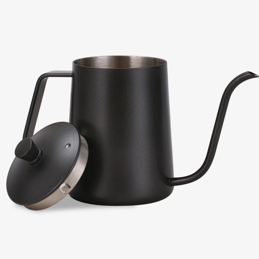 350ML Teflon Czarny Powłoka 5mm Gooseneck Drip Pot Ekspres do kawy (350ml z pokrywką)