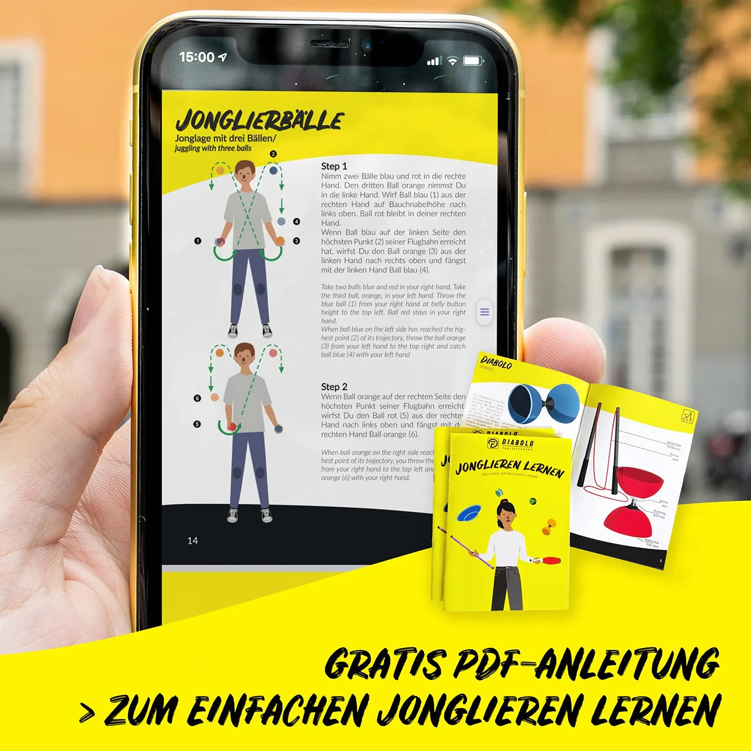 Diabolo Freizeitsport Piłki do żonglerki, zestaw 5 sztuk, 62 mm, wypełnione ekologicznym prosem ptasim, wodoodporna sztuczna skóra, dla dzieci i początkujących