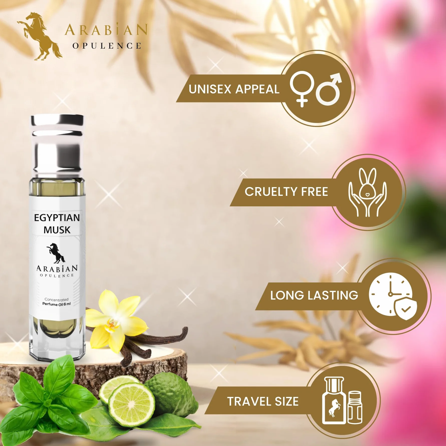Arabian Opulence FR104 Roll-on olejek perfumowany z egipskiego piżma, skoncentrowany olejek do ciała, 6 ml
