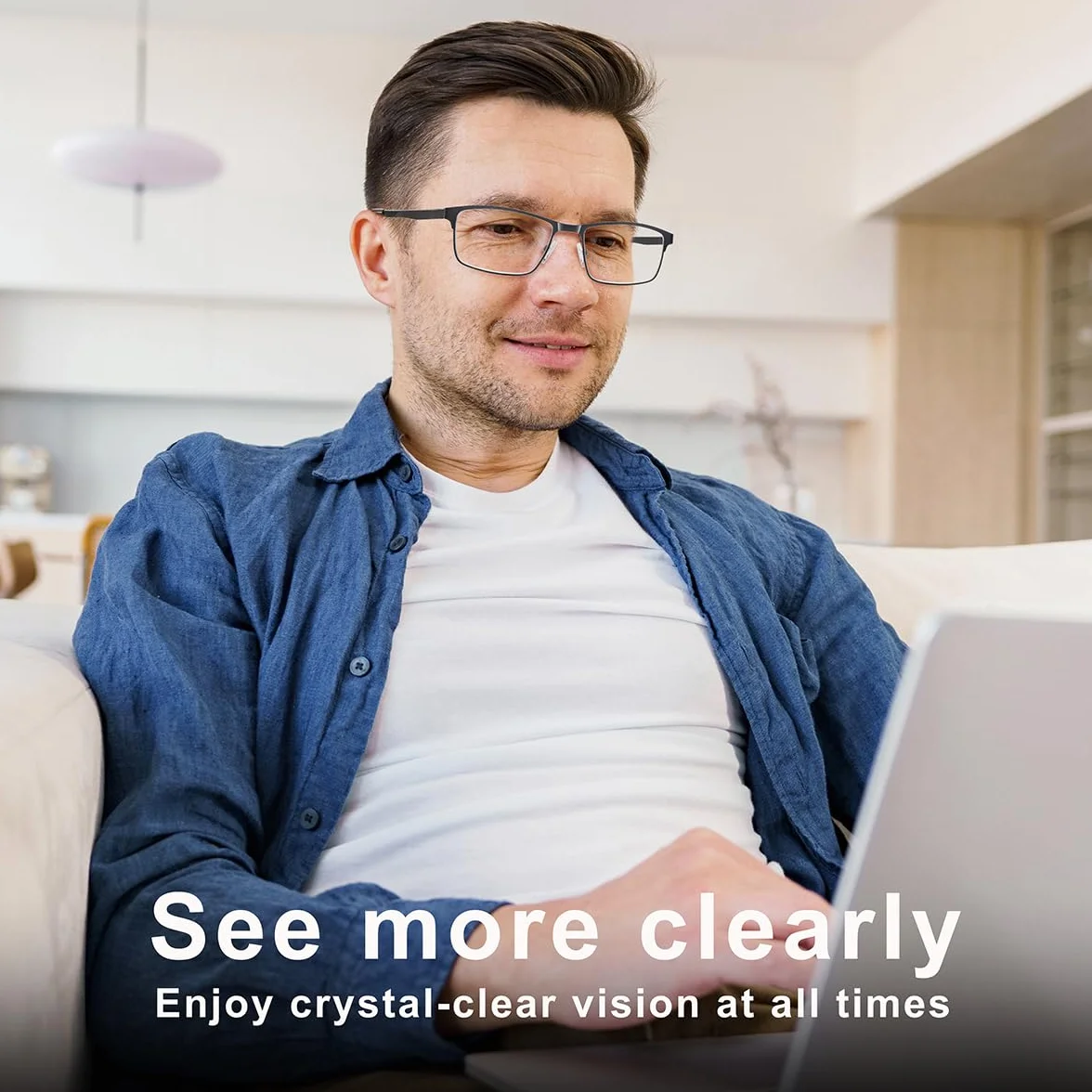 EYECEDAR Amcedar 5 stuks okulary do czytania męskie prostokątne oprawki metal szary stal szlachetna materiał