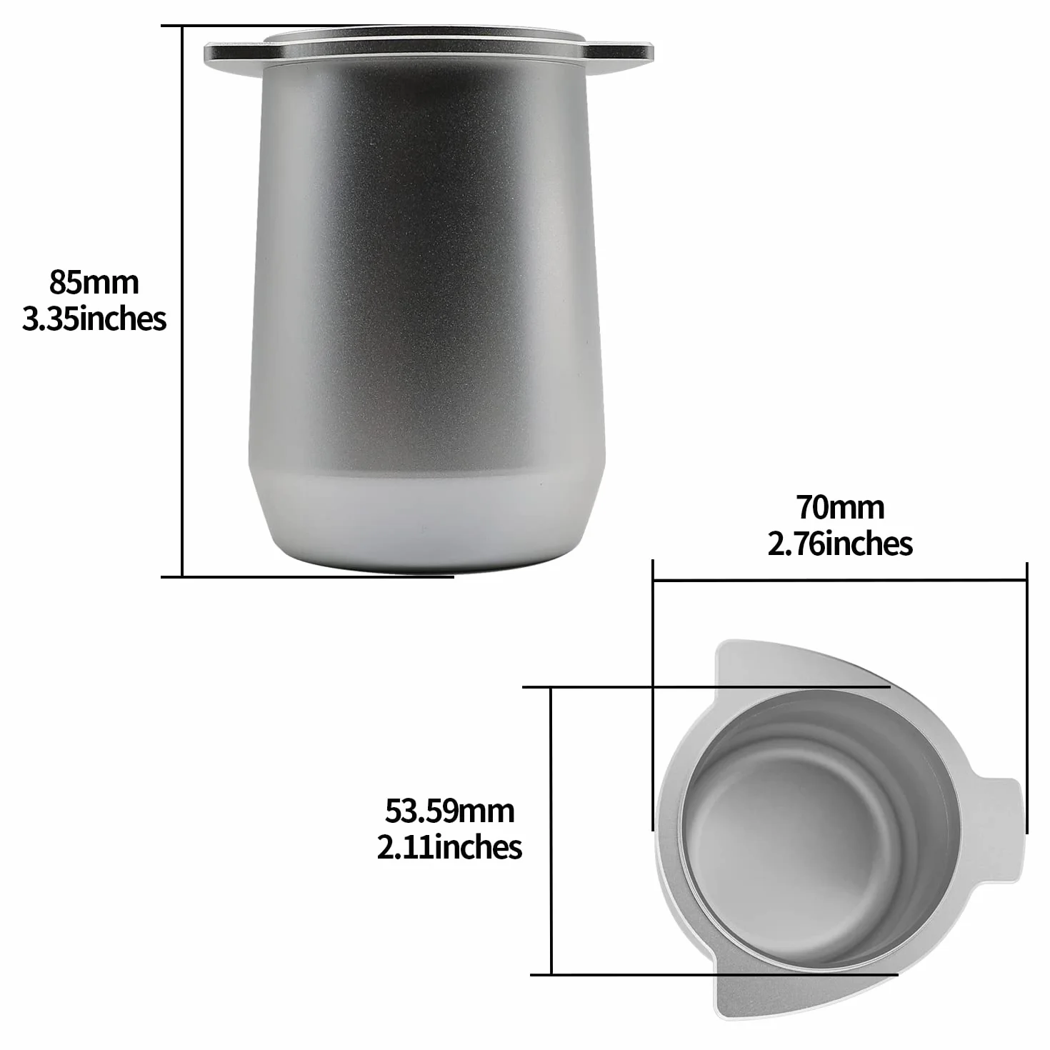 54 mm kubek dozujący do espresso kubek do kawy mielona ważenie barista akcesoria aluminium metal do szałwii Delonghi Breville Portafilter, srebrny