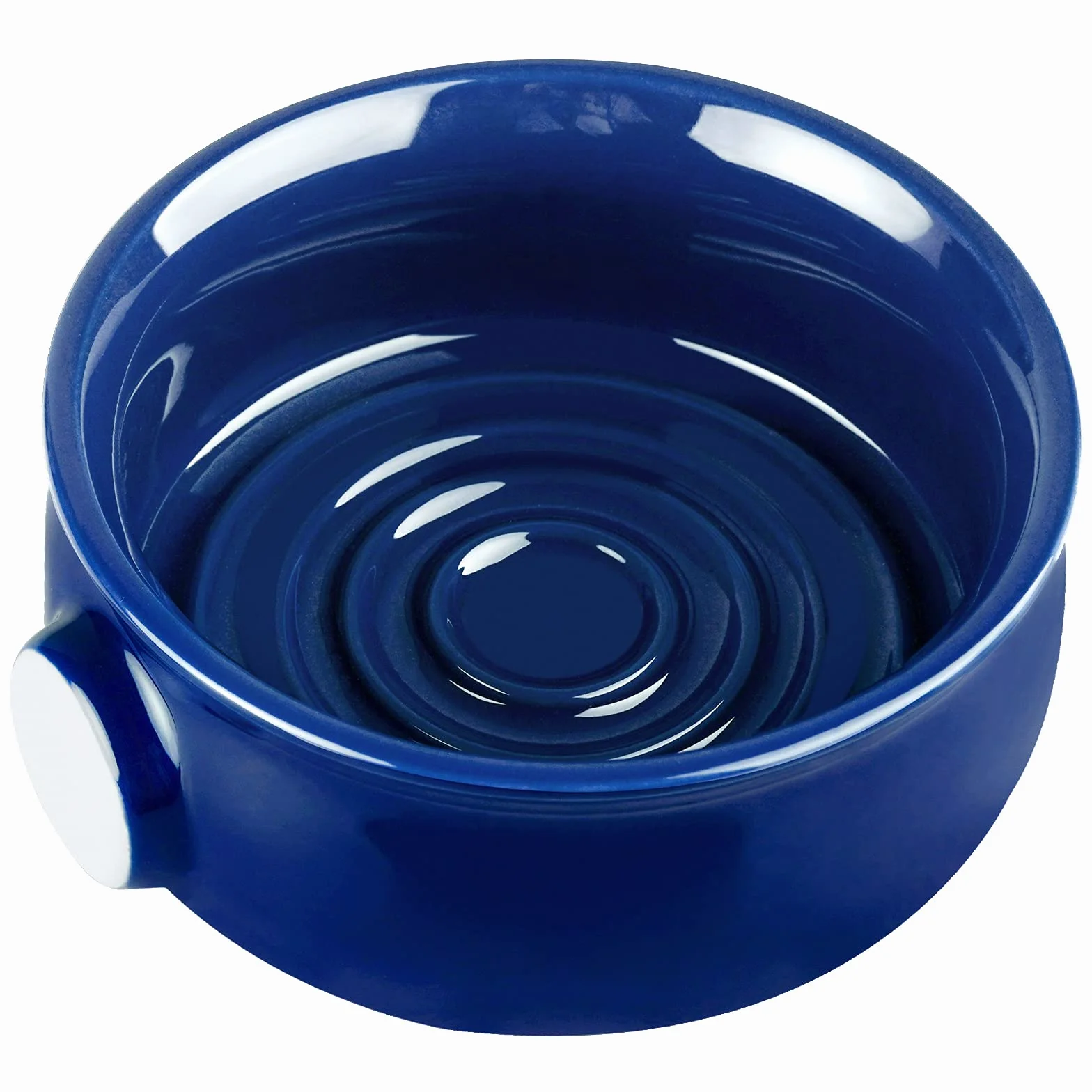 Linkidea Ceramiczna miska na mydło do golenia z antypoślizgowym uchwytem, duże usta, duża pojemność, łatwa pianka, miska na krem do golenia dla mężczyzn, królewski błękit