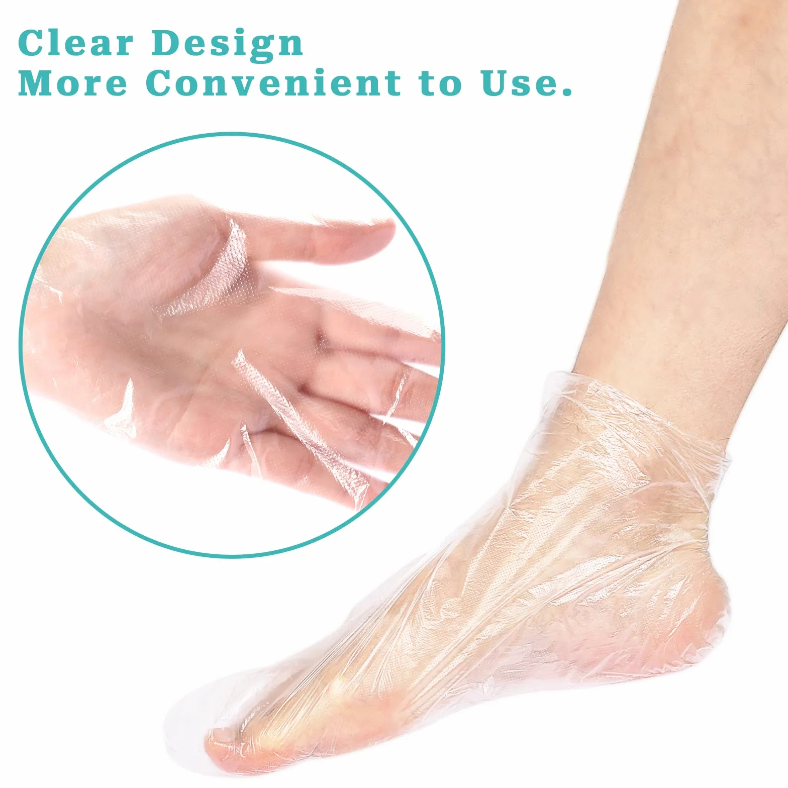 100 szt. plastikowych jednorazowych skarpet do pedicure stóp, wosk parafinowy, wosk parafinowy, wkładki do kąpieli, przezroczyste skarpety do stóp