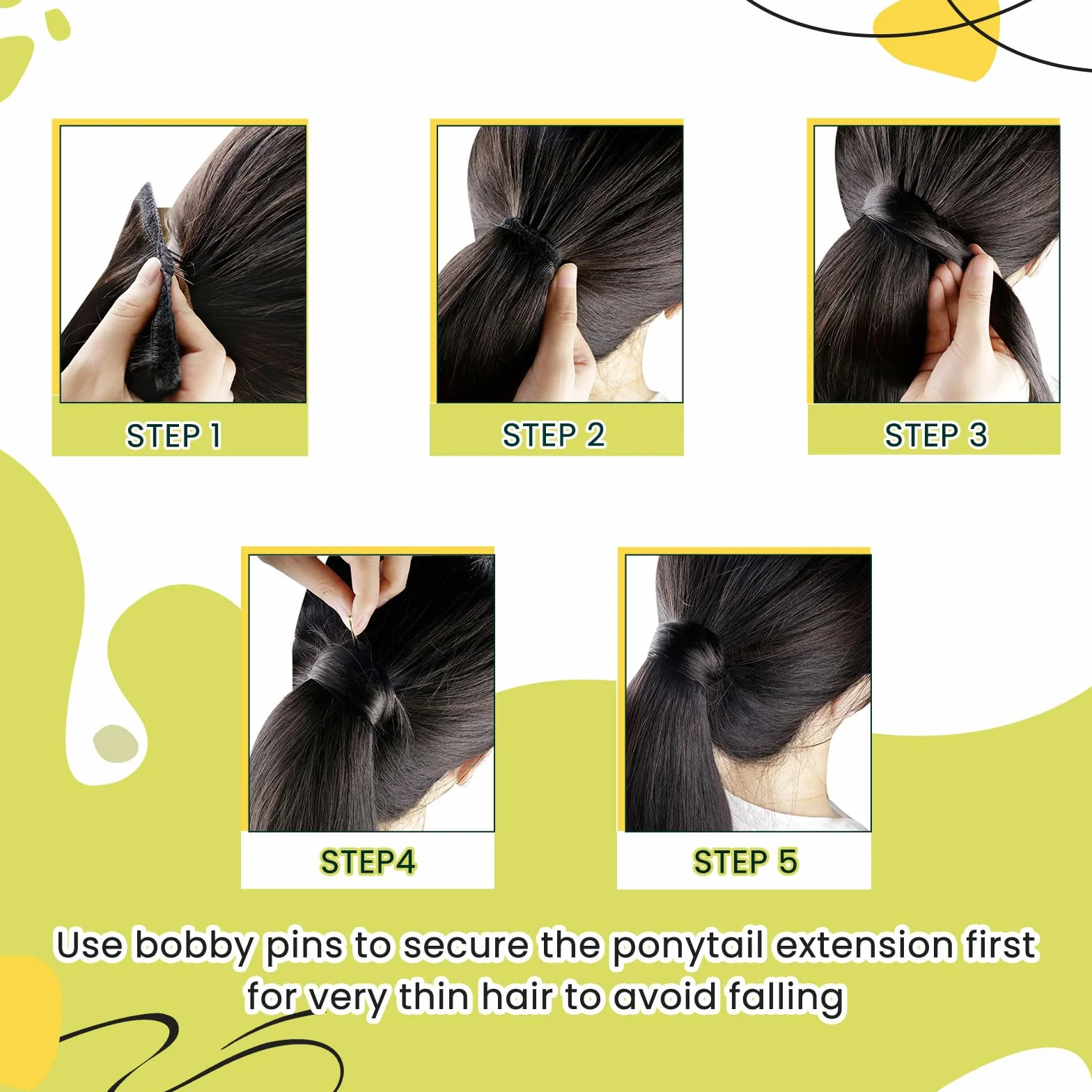 RUNATURE Naturalny Czarny Kucyk #1B Włosy Ludzkie 12 cali 30 cm Wrap Around Ponytail 70g