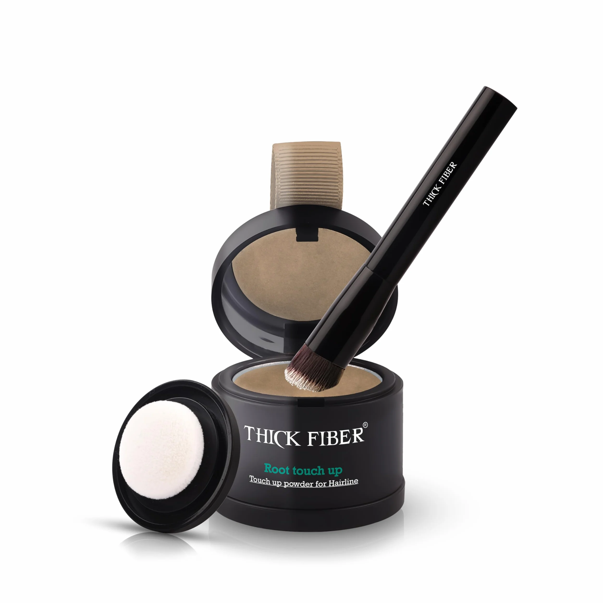 THICK FIBER Root Touch Up Puder do przerzedzonych włosów dla kobiet, zestaw do maskowania wypadających włosów, odporny na wodę i pot, z pędzelkiem (blond)