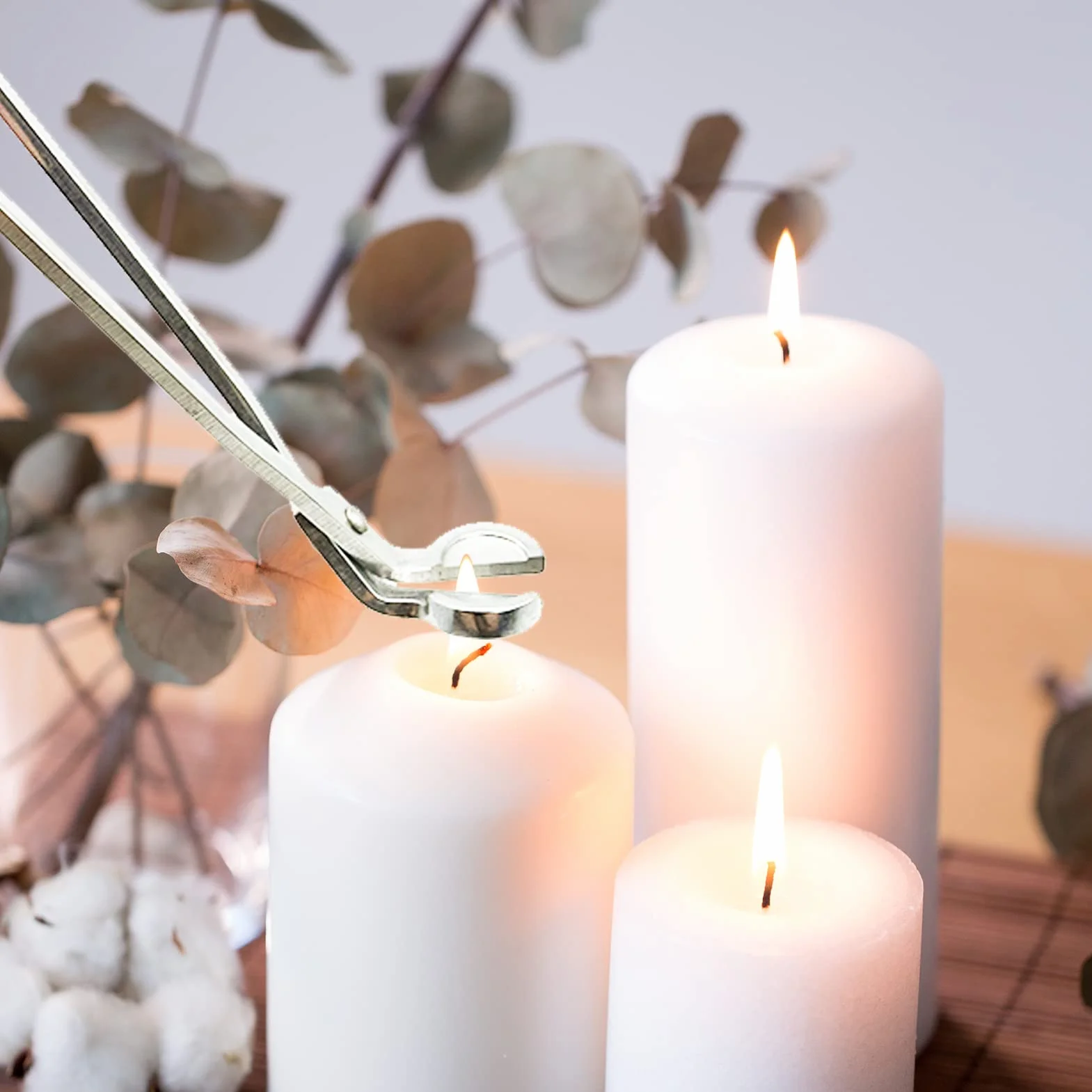 SZXMDKH Świecznik trymer do knotów ze stali nierdzewnej nóż do strzyżenia knotów lampa olejowa świeca akcesoria trymer nożyczki nóż - 18 cm