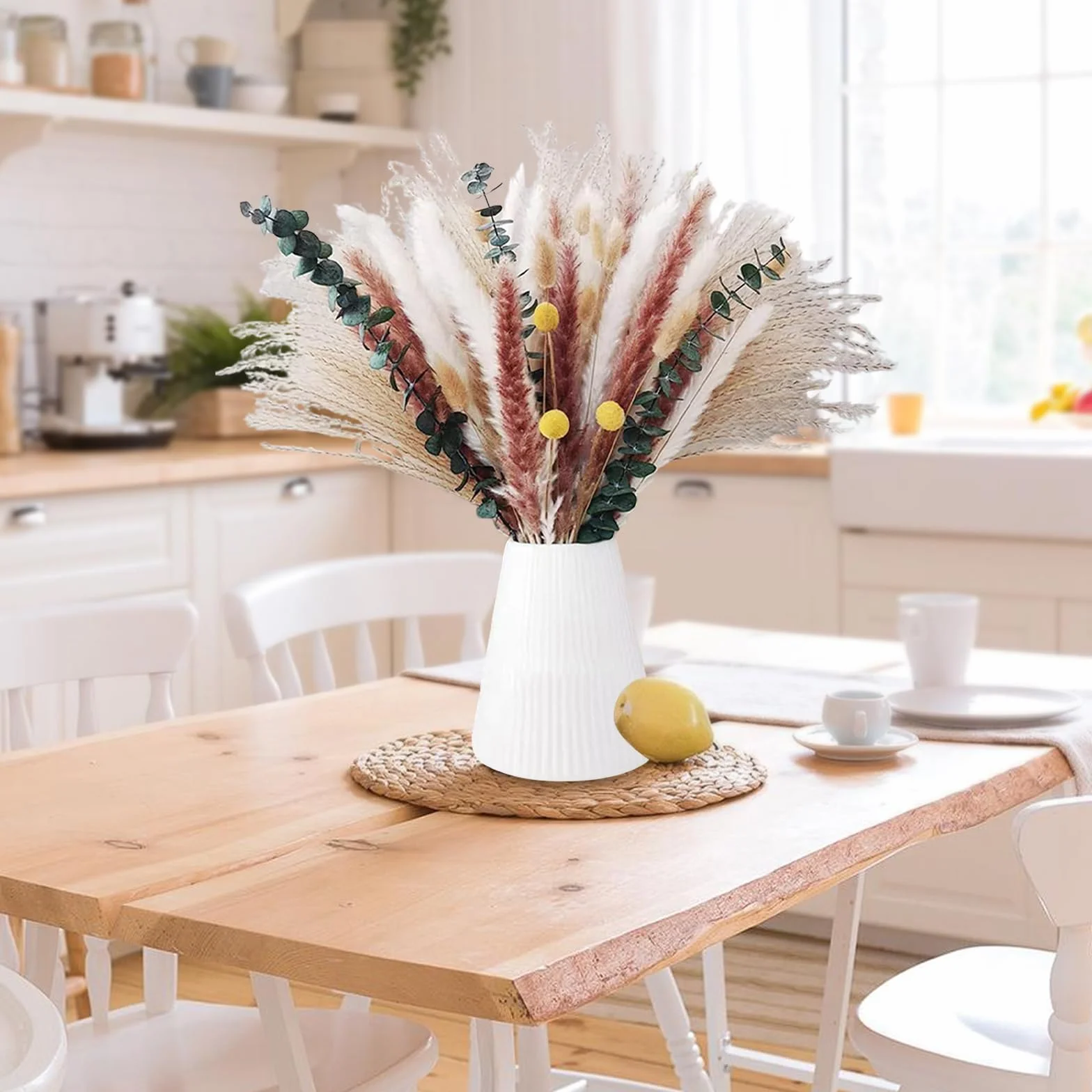 60 sztuk naturalnych suszonych kwiatów do dekoracji, suszonych kwiatów, bukiet, dekoracja bukietu suszonych kwiatów, rękodzieło, sztuczna trawa w stylu boho, dekoracja sypialni, salonu, domu, ślubu
