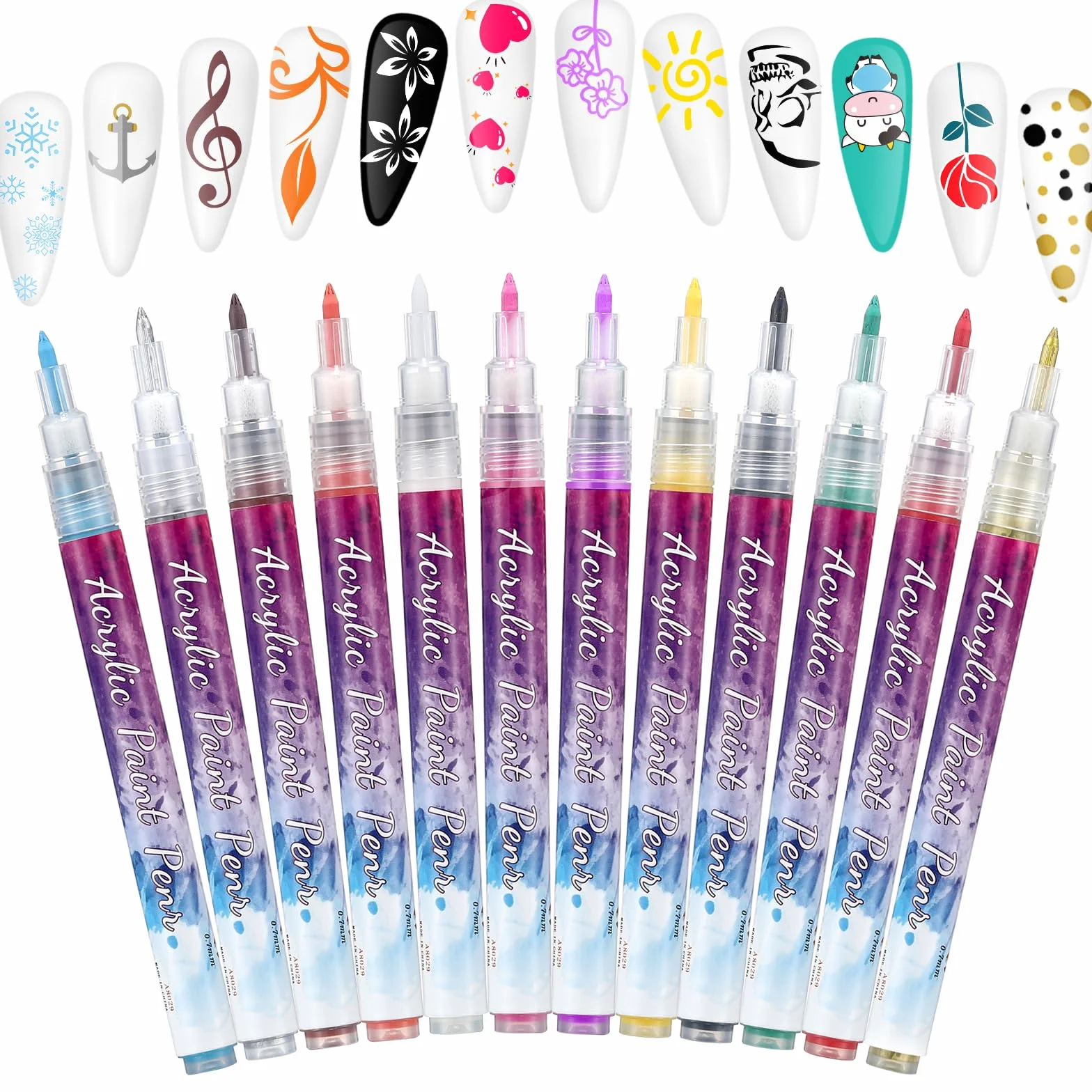 12 kolorów Nail Art Pen 3D zestaw pisaków artystycznych, piękno, biżuteria, narzędzia do manicure, graffiti, kropkowanie, rysowanie, malowanie, konturowanie, pisak do malowania paznokci, DIY, graffiti