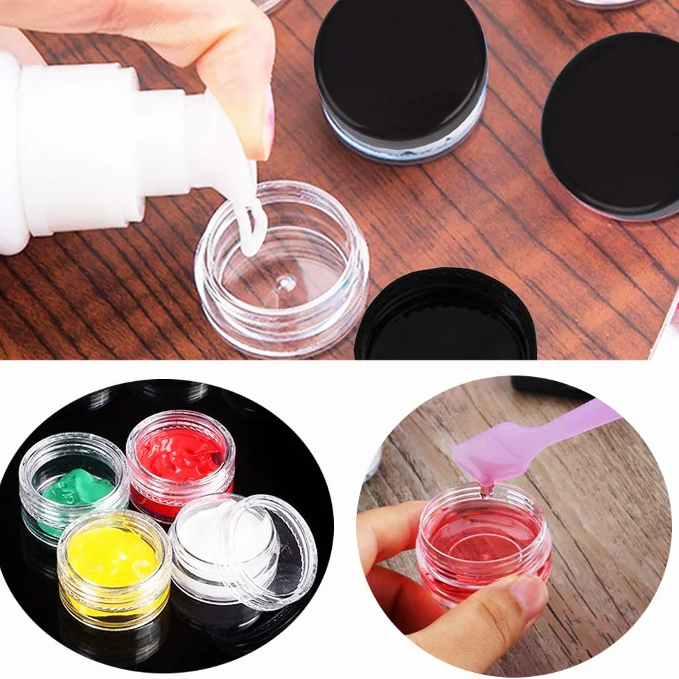 20 sztuk pustych pojemników na próbki 15 g, 15 ml, wielokolorowe pojemniki na kosmetyki z pokrywką, do makijażu, cieni do powiek, paznokci, pereł, błyszczyka do ust, balsamu, balsamu,