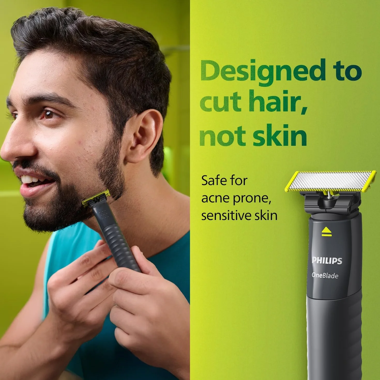 Philips OneBlade QP1424/10 trymowanie krawędzi i golenia, 2 x grzebienie do ścieru Click-on (1,3 mm), do ponownego ładowania, do stosowania na mokro i na sucho